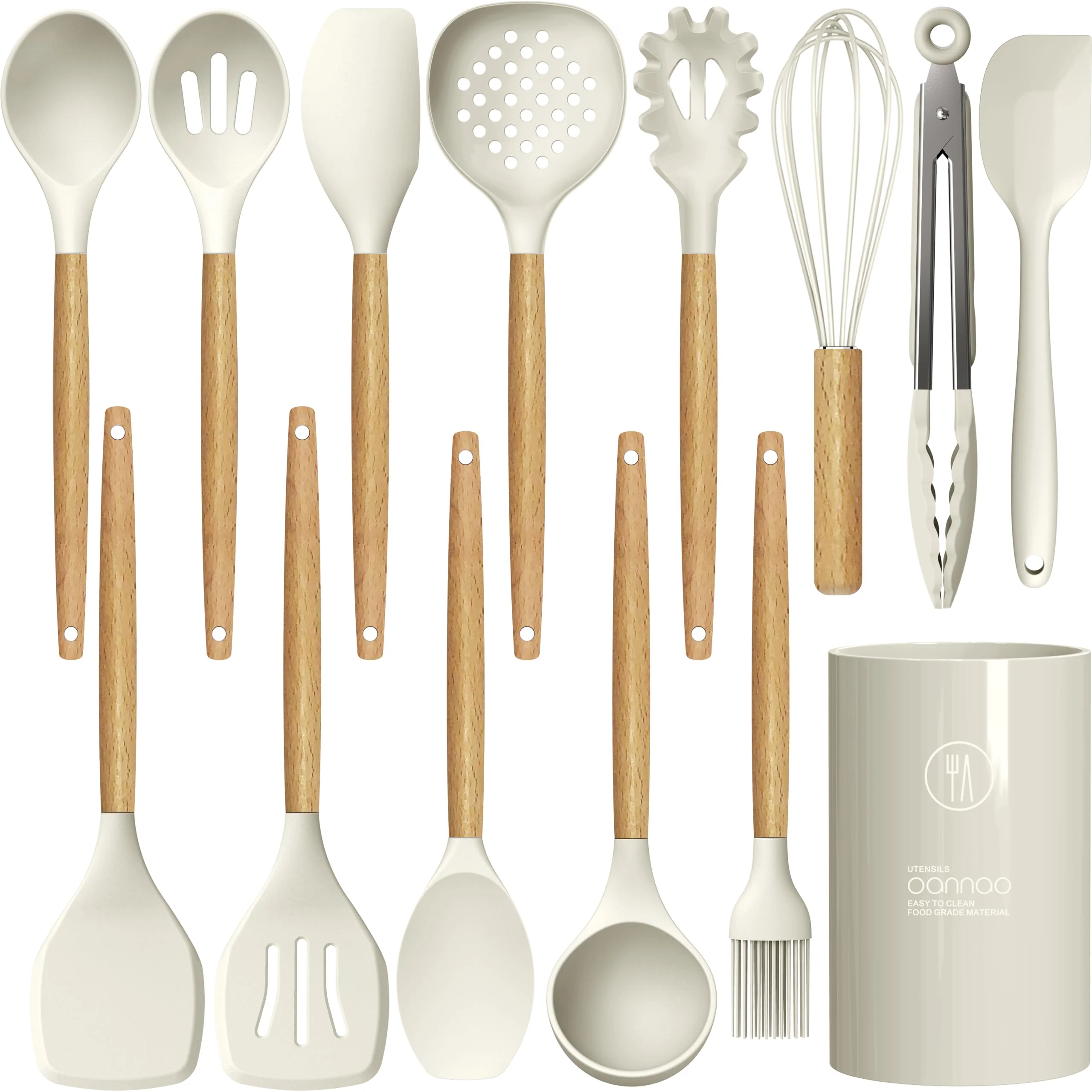 oannao 12 Inch Silicone Cooking Utensils Set Heat Resistant Kitchen NEW