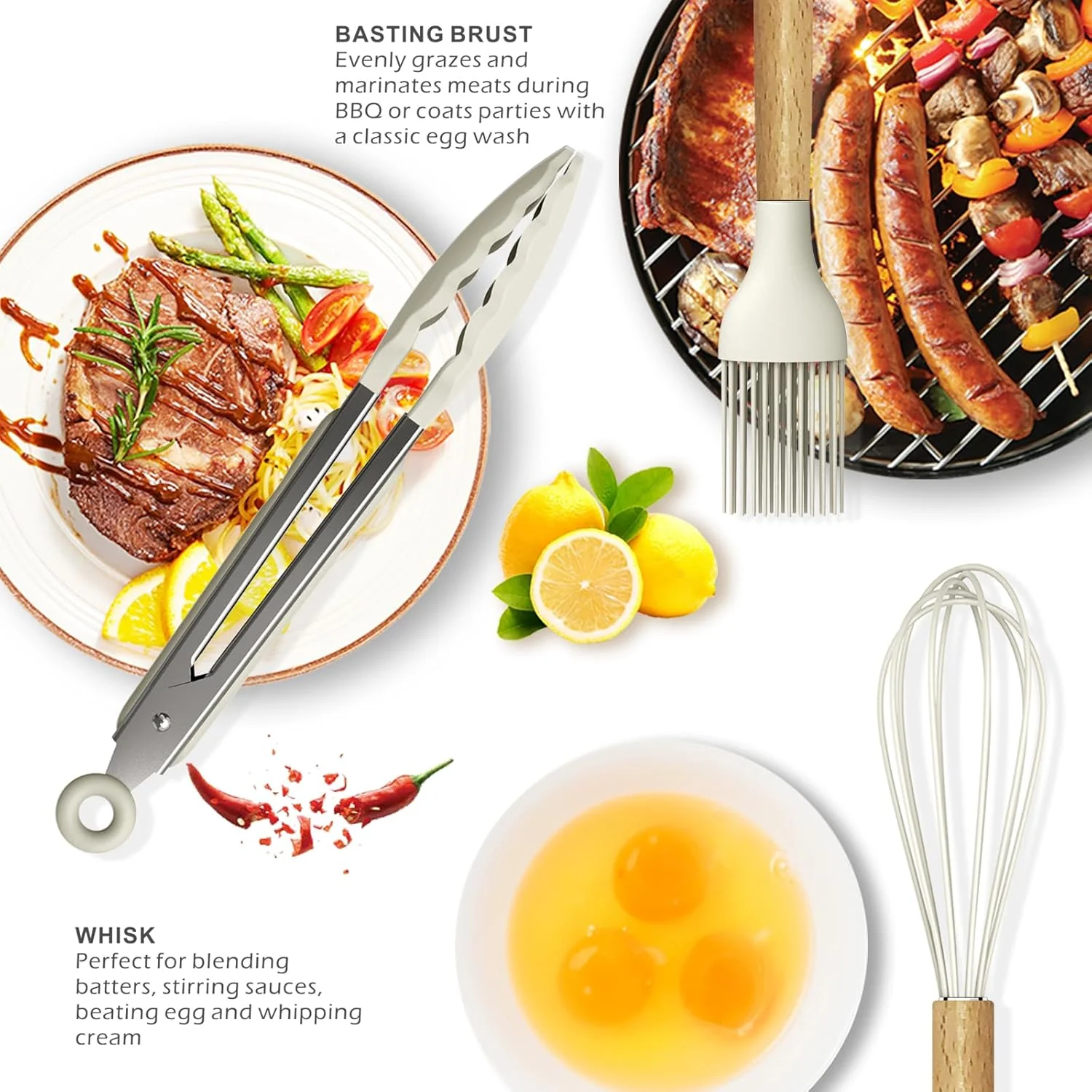 oannao 12 Inch Silicone Cooking Utensils Set Heat Resistant Kitchen NEW - Image 4