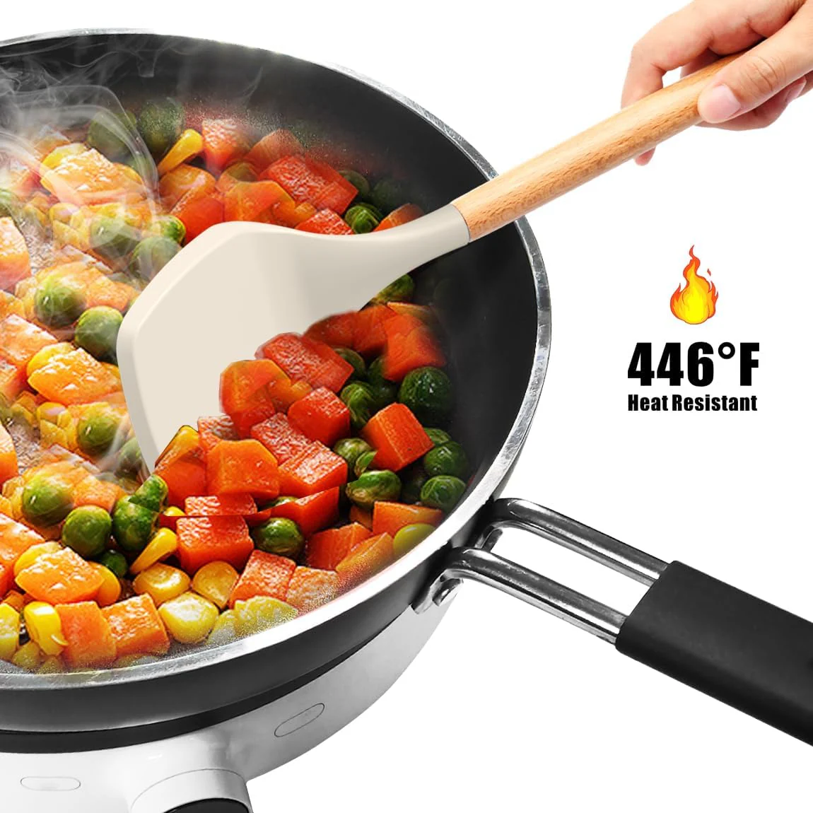 oannao 12 Inch Silicone Cooking Utensils Set Heat Resistant Kitchen NEW - Image 7