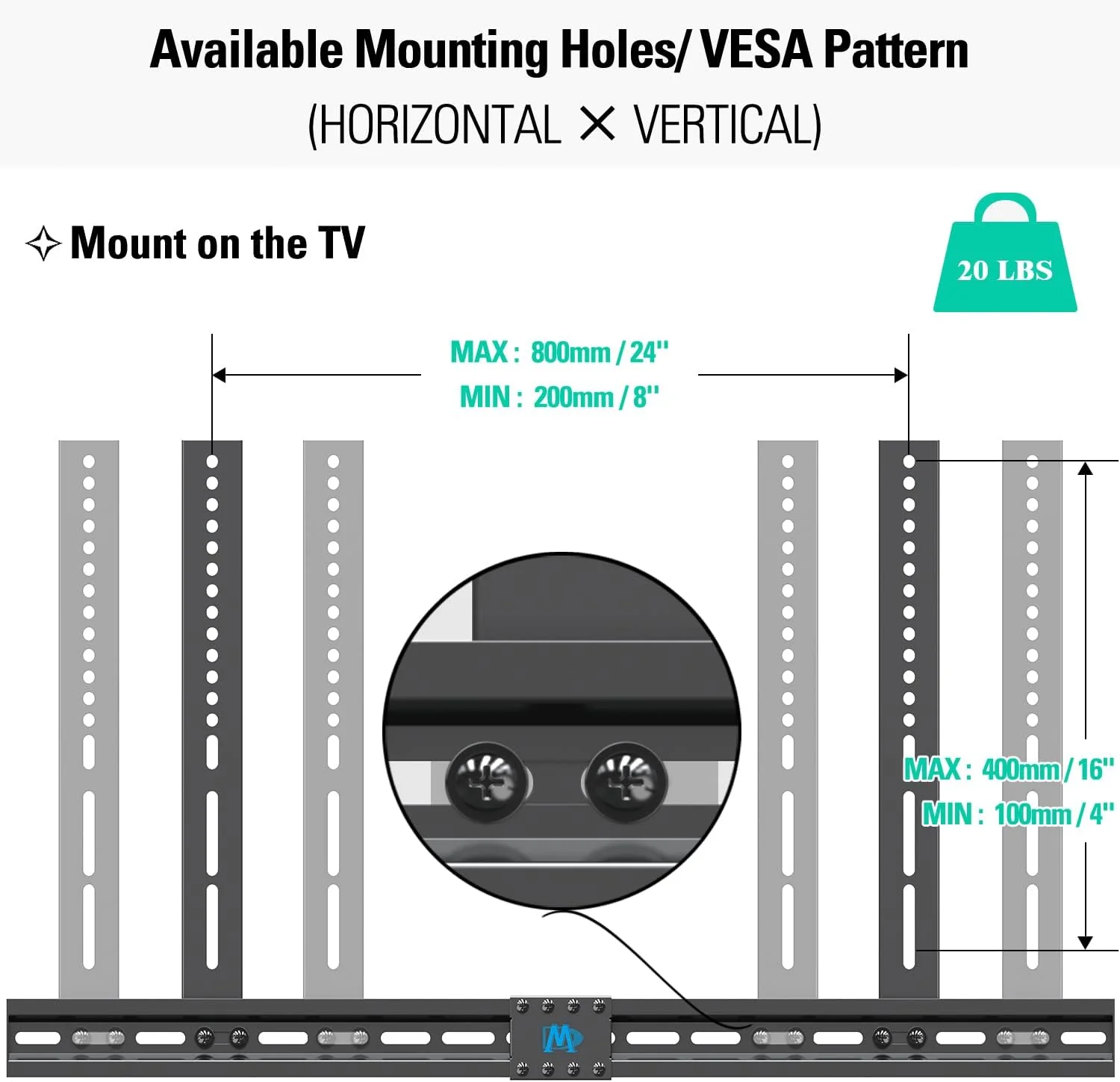 Mounting Dream Mounts Black Soundbar TV Wall Mount Bracket for 32-55 Inch NEW - Image 3