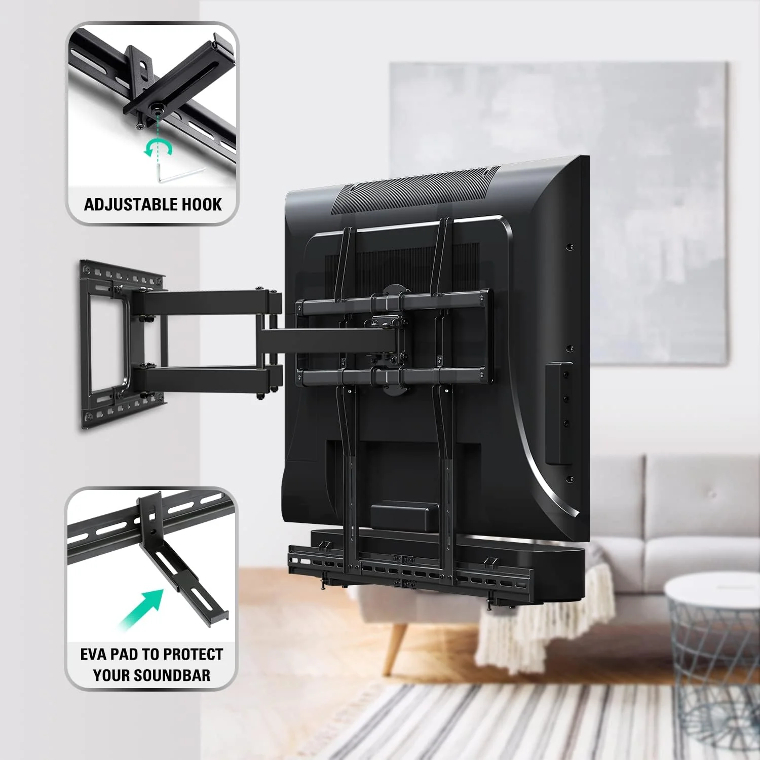 Mounting Dream Mounts Black Soundbar TV Wall Mount Bracket for 32-55 Inch NEW - Image 4