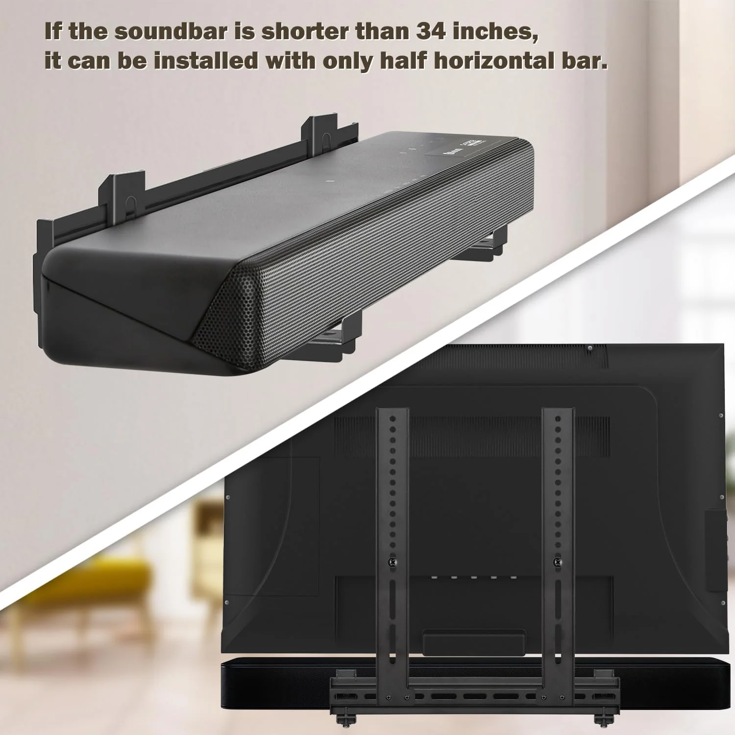 Mounting Dream Mounts Black Soundbar TV Wall Mount Bracket for 32-55 Inch NEW - Image 6