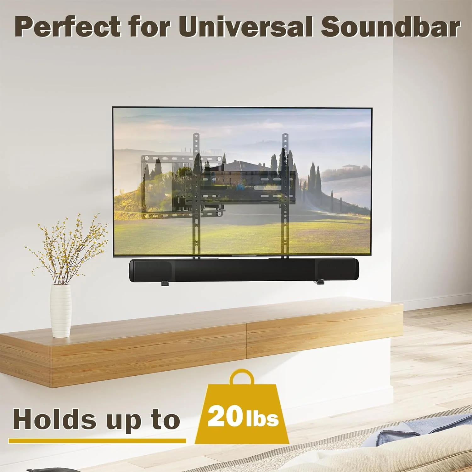 Mounting Dream Mounts Black Soundbar TV Wall Mount Bracket for 32-55 Inch NEW - Image 7