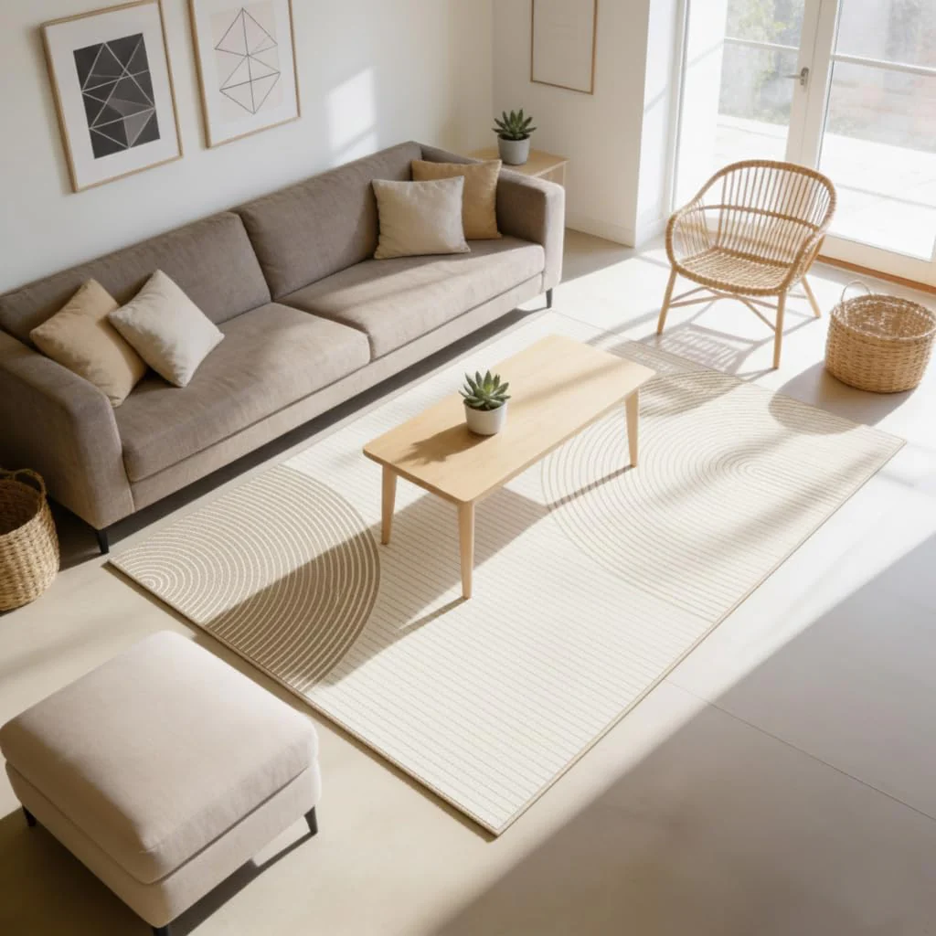 UZU 200x250cm Machine Washable Geometric Lines Area Rug for Living Room NEW