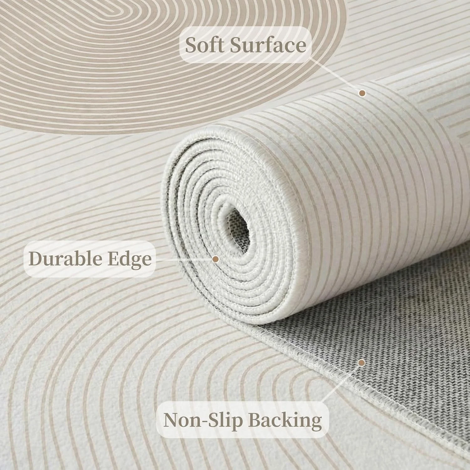 UZU 200x250cm Machine Washable Geometric Lines Area Rug for Living Room NEW - Image 3