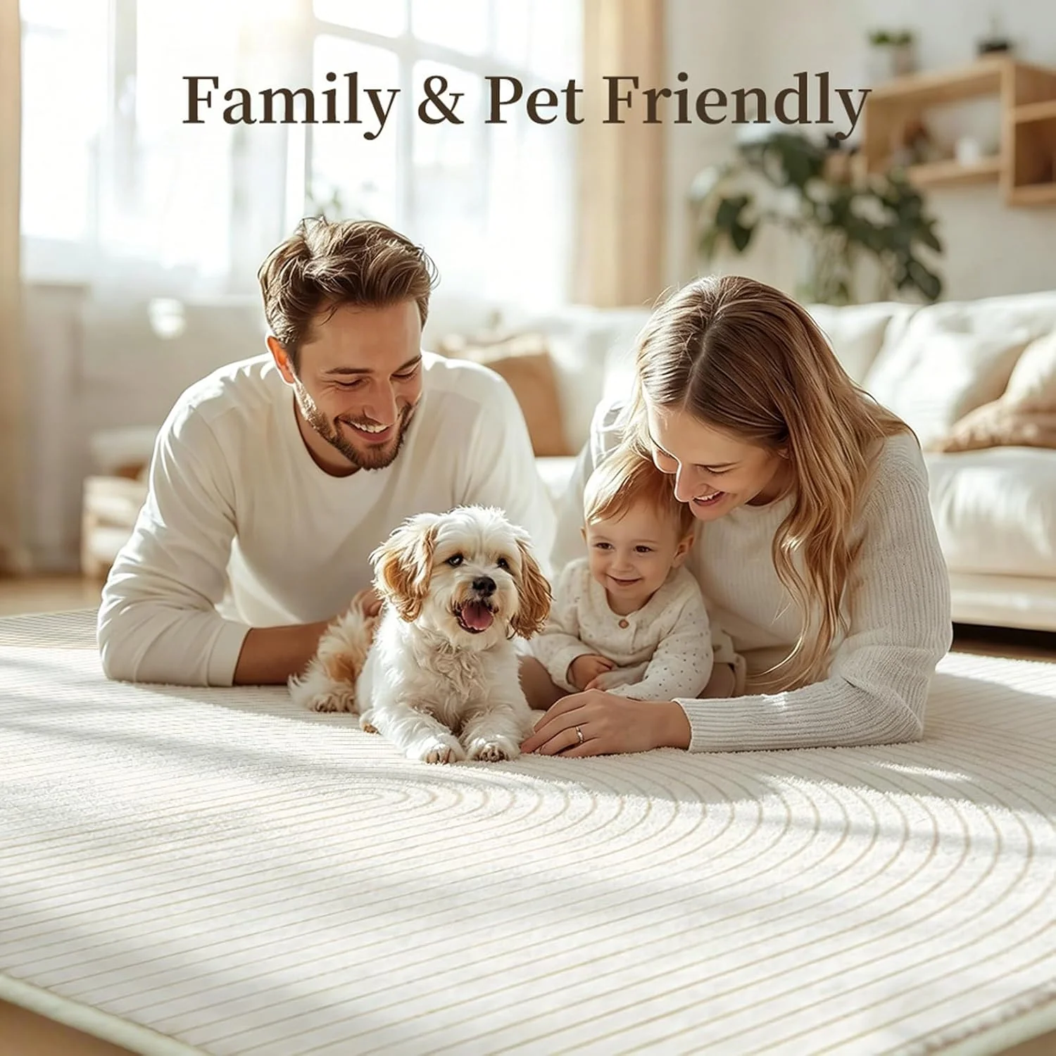 UZU 200x250cm Machine Washable Geometric Lines Area Rug for Living Room NEW - Image 7