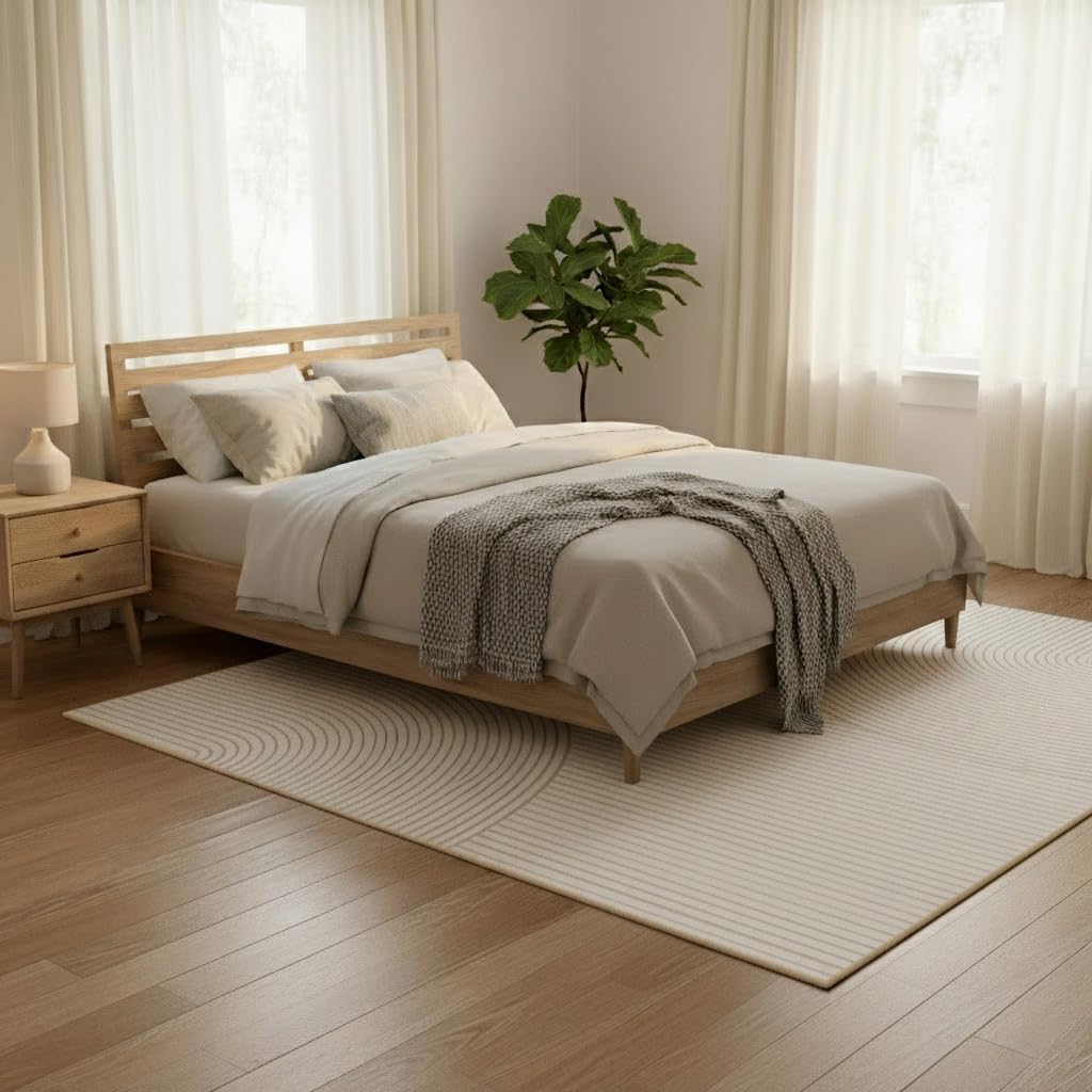 UZU 200x250cm Machine Washable Geometric Lines Area Rug for Living Room NEW - Image 8