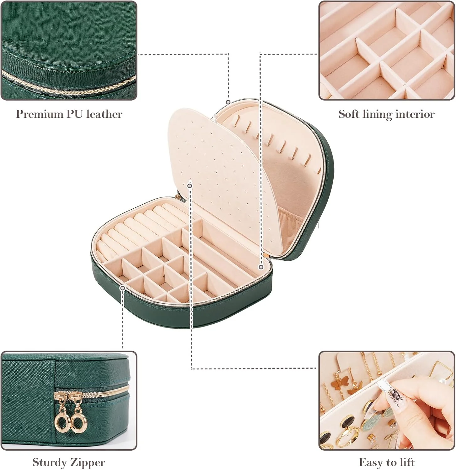 ProCase Womens Portable Boxes Seashell-Shaped Jewelry Box in Emerald by NEW - Image 5