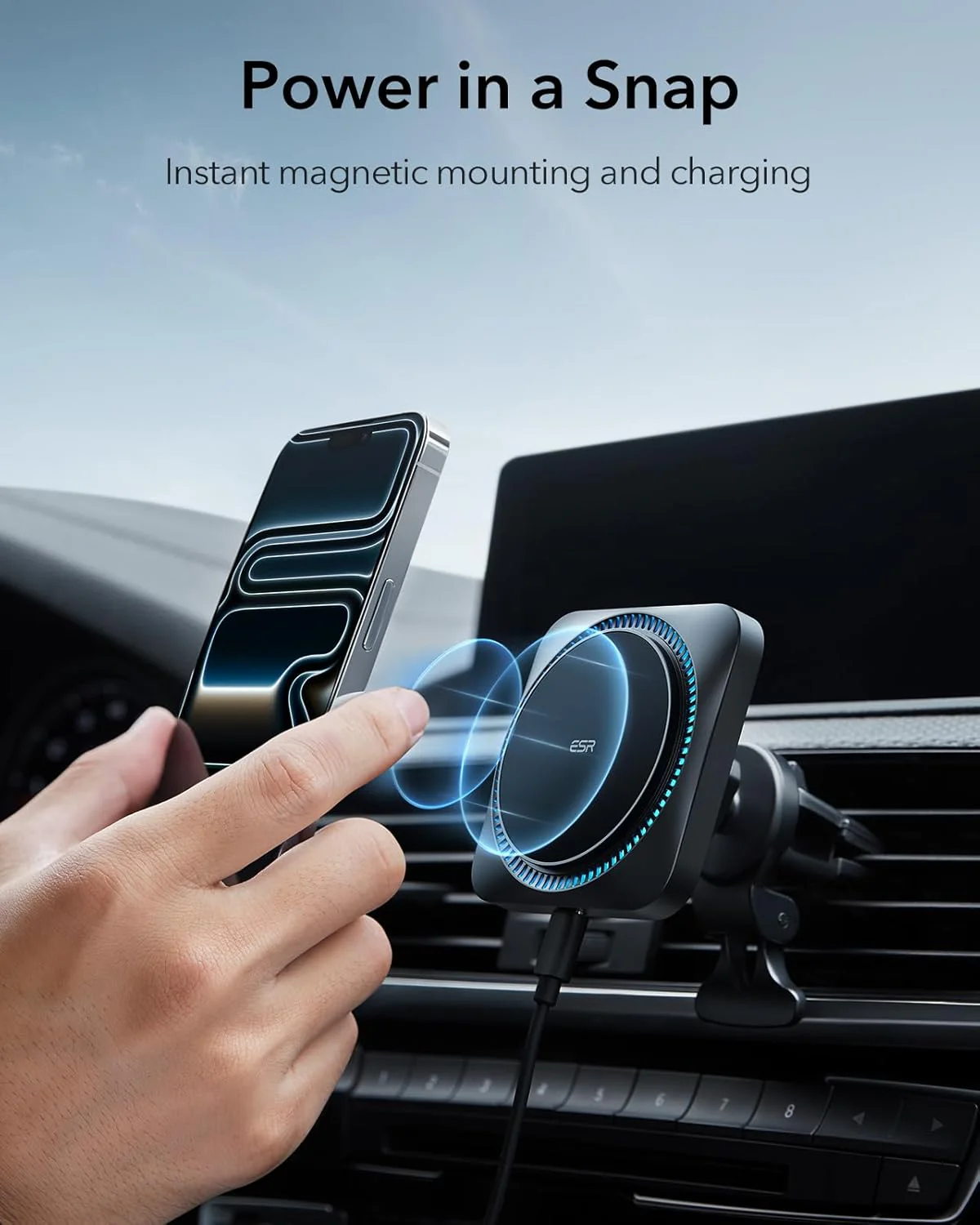 ESR Black-Standard Automobile Chargers 15W MagSafe Car Charger with DEMO - Image 4