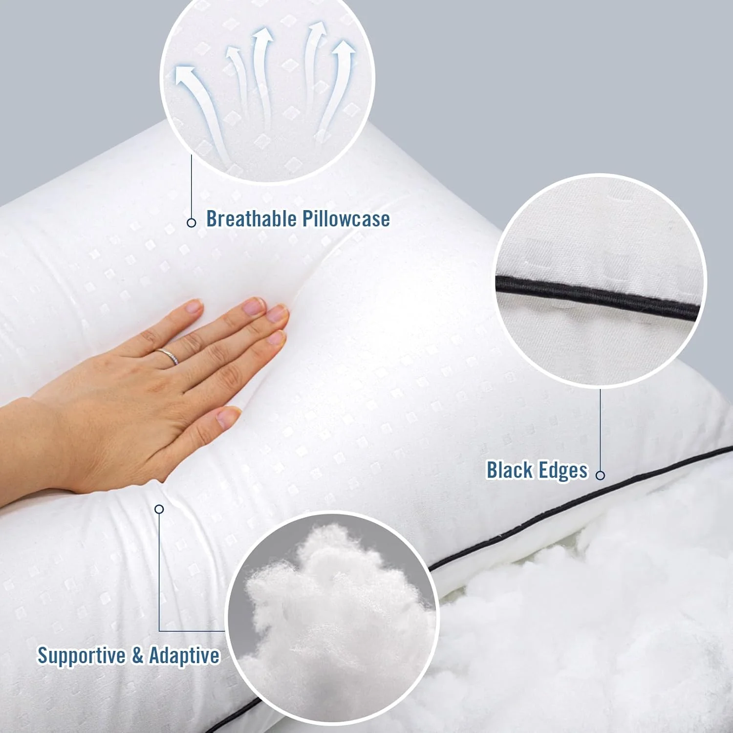 Higoom Standard Bed Pillows 2 Pack, Luxury Hotel Comfort White Pillows, NEW - Image 4