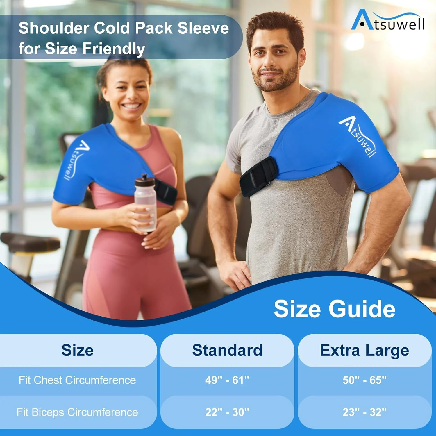 Atsuwell Extra Large Shoulder Ice Pack Wrap for Pain Relief in Blue Size NEW - Image 5