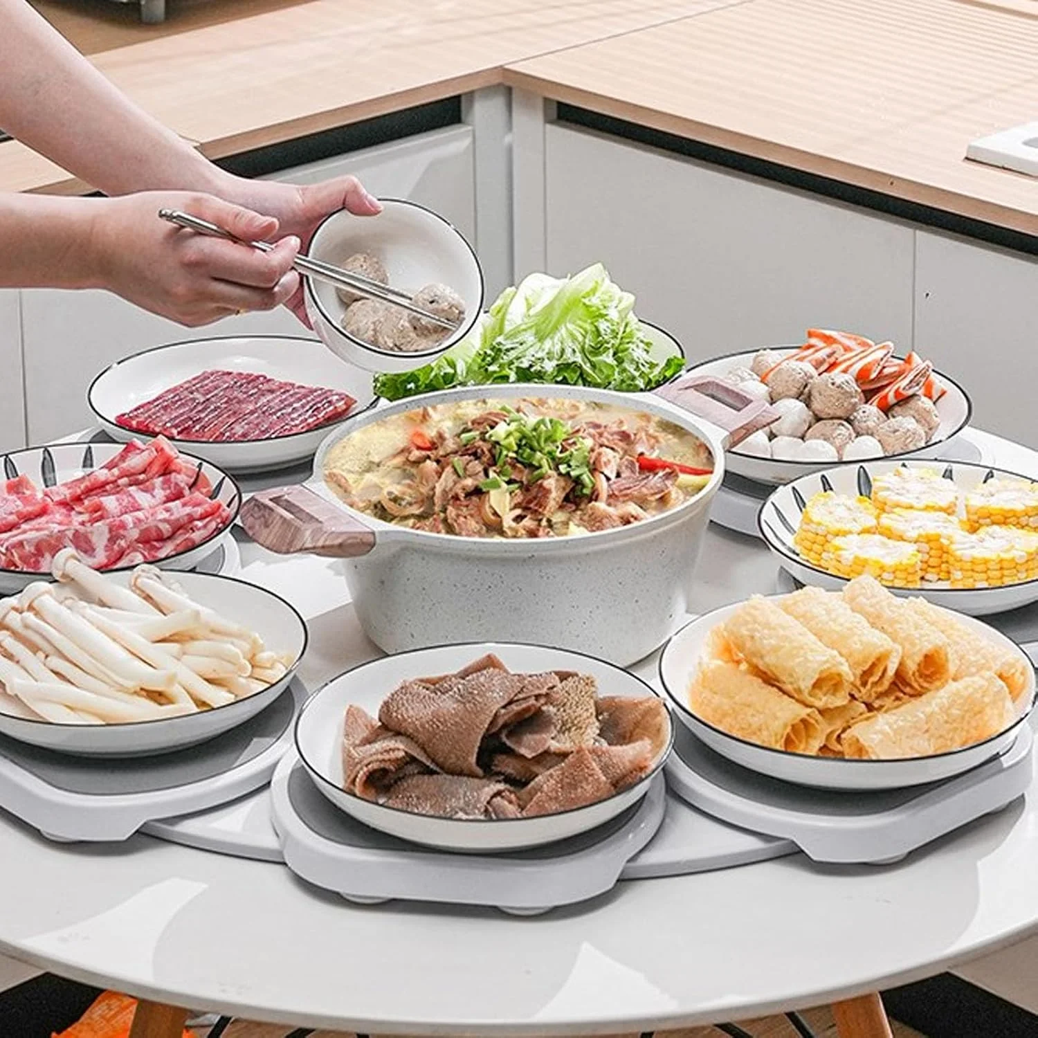 Jiawu 10-Inch Rotating Lazy Susan Turntable Dining Table Organizer White NEW - Image 2