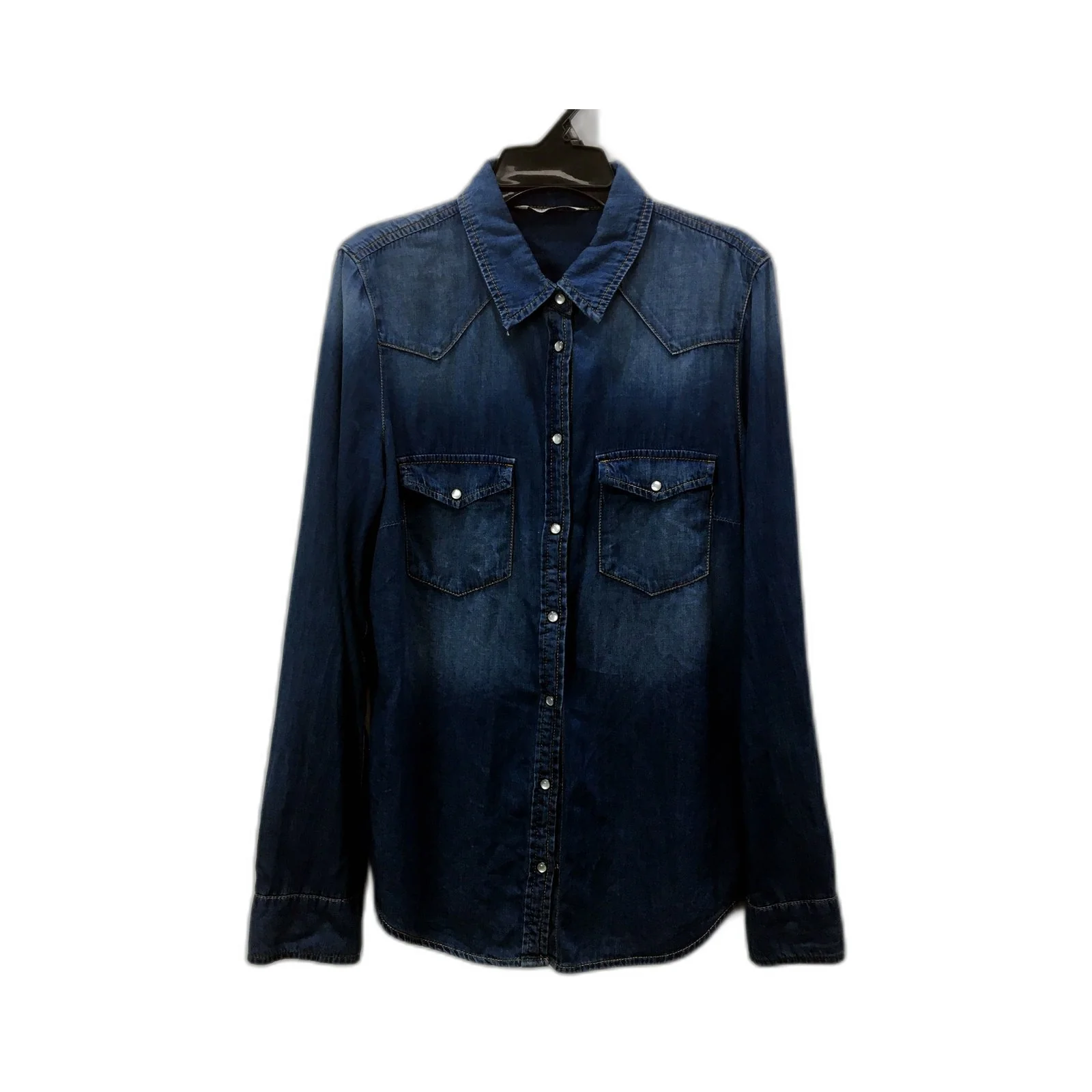 Mango Mens Jeans Distressed Denim Shirt Casual Size Small