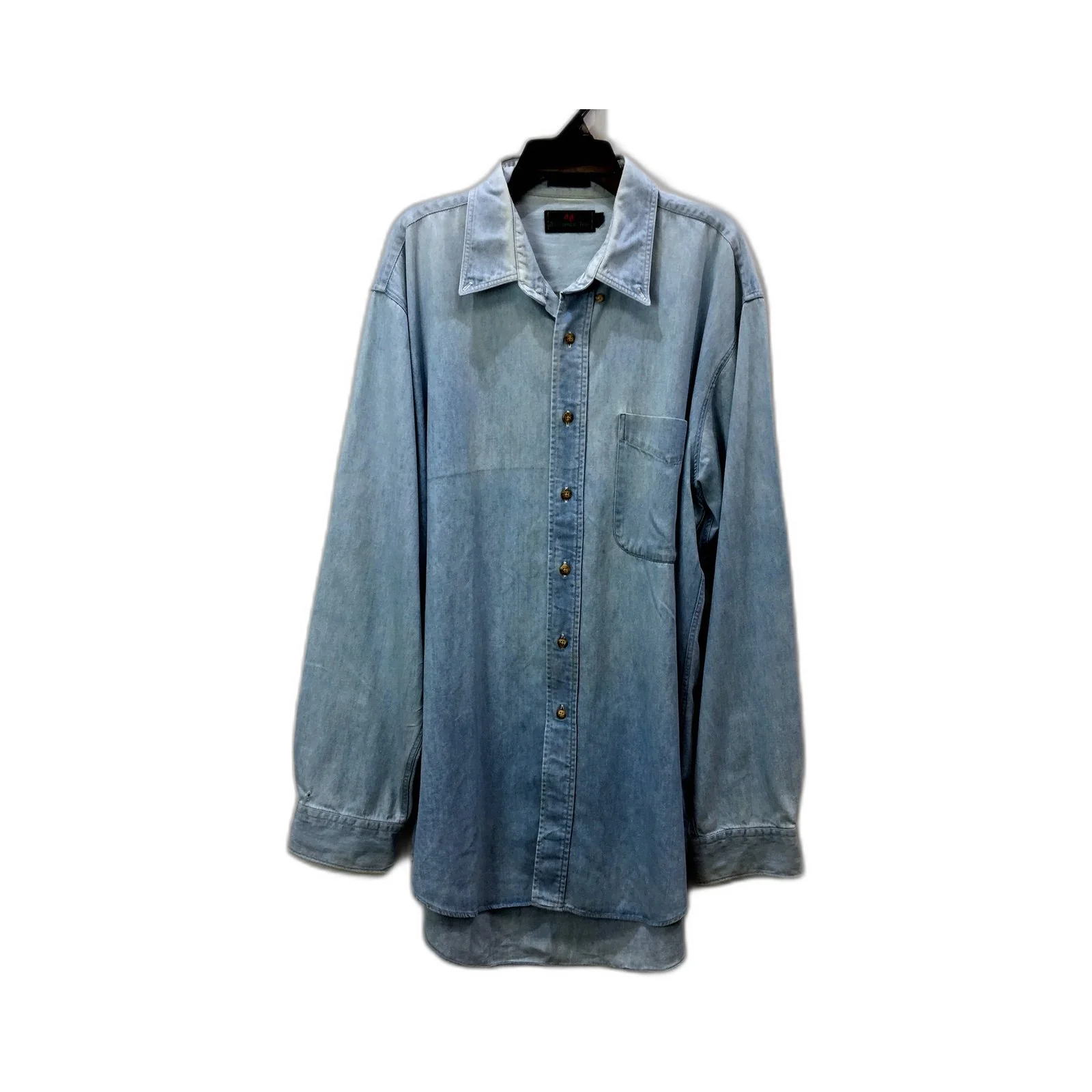 A&F Mens Denim Button Down Shirt Light Blue Casual Everyday Wear Size Large