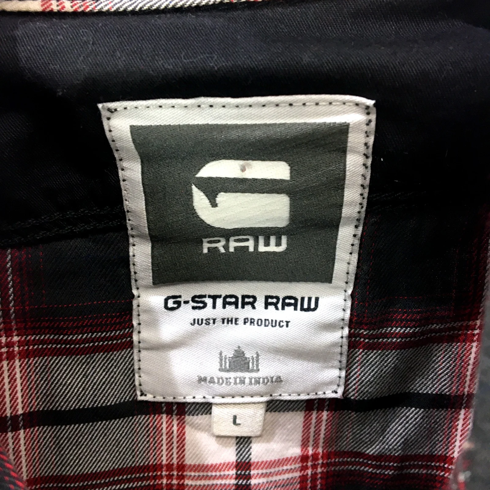 G-Star Raw Mens Plaid Button-Down Shirt Soft Cotton Comfortable Black Size L - Image 3