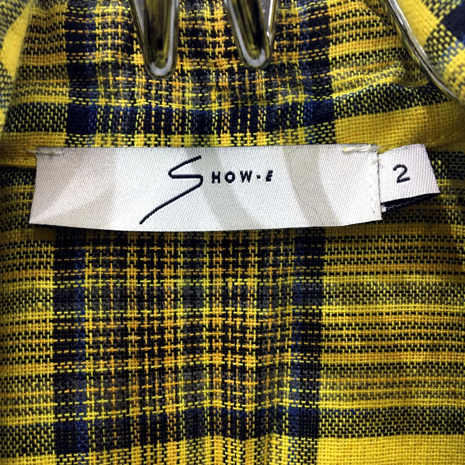 Show-E Womens Plaid Button-Down Shirt Cotton Blend Vintage Style Yellow Size 2 - Image 3