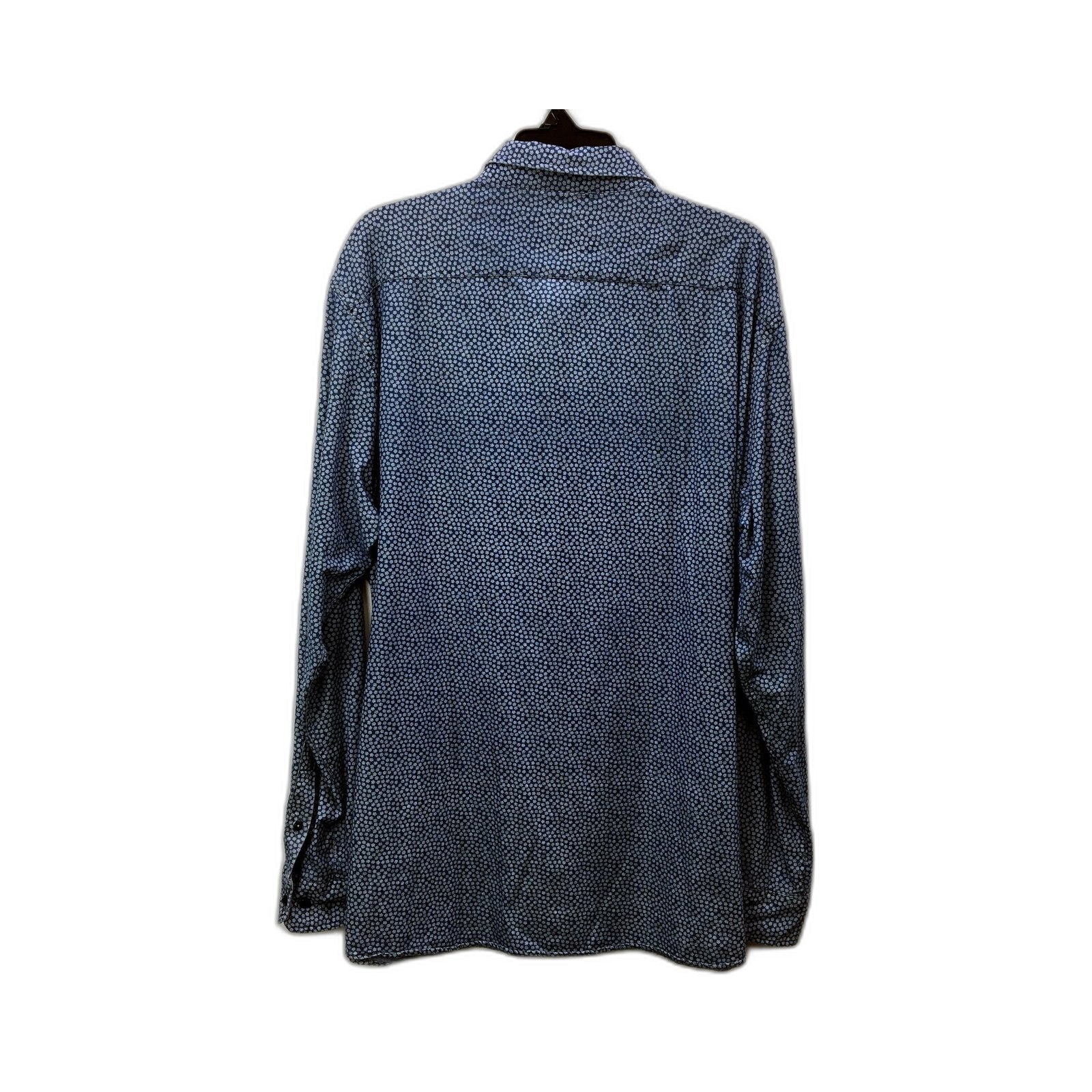 Gazman Mens Button-Down Shirt Navy Blue with White Polka Dots Size 2XL - Image 2