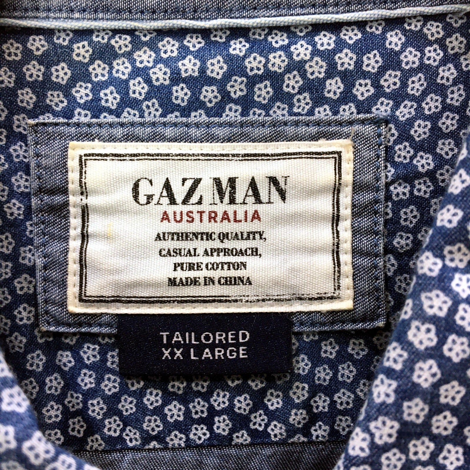Gazman Mens Button-Down Shirt Navy Blue with White Polka Dots Size 2XL - Image 4