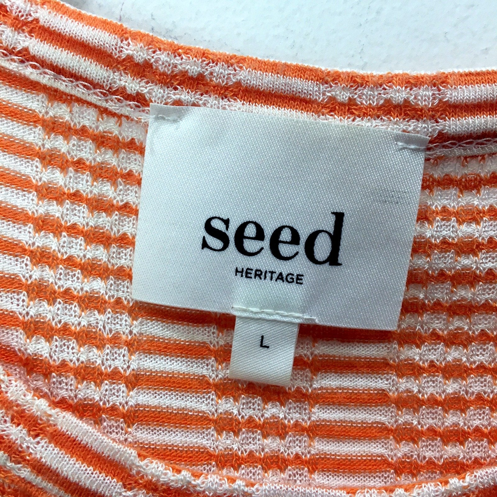 Seed Heritage Striped Tank Top in Orange & White Womens Size L NEW - Image 4