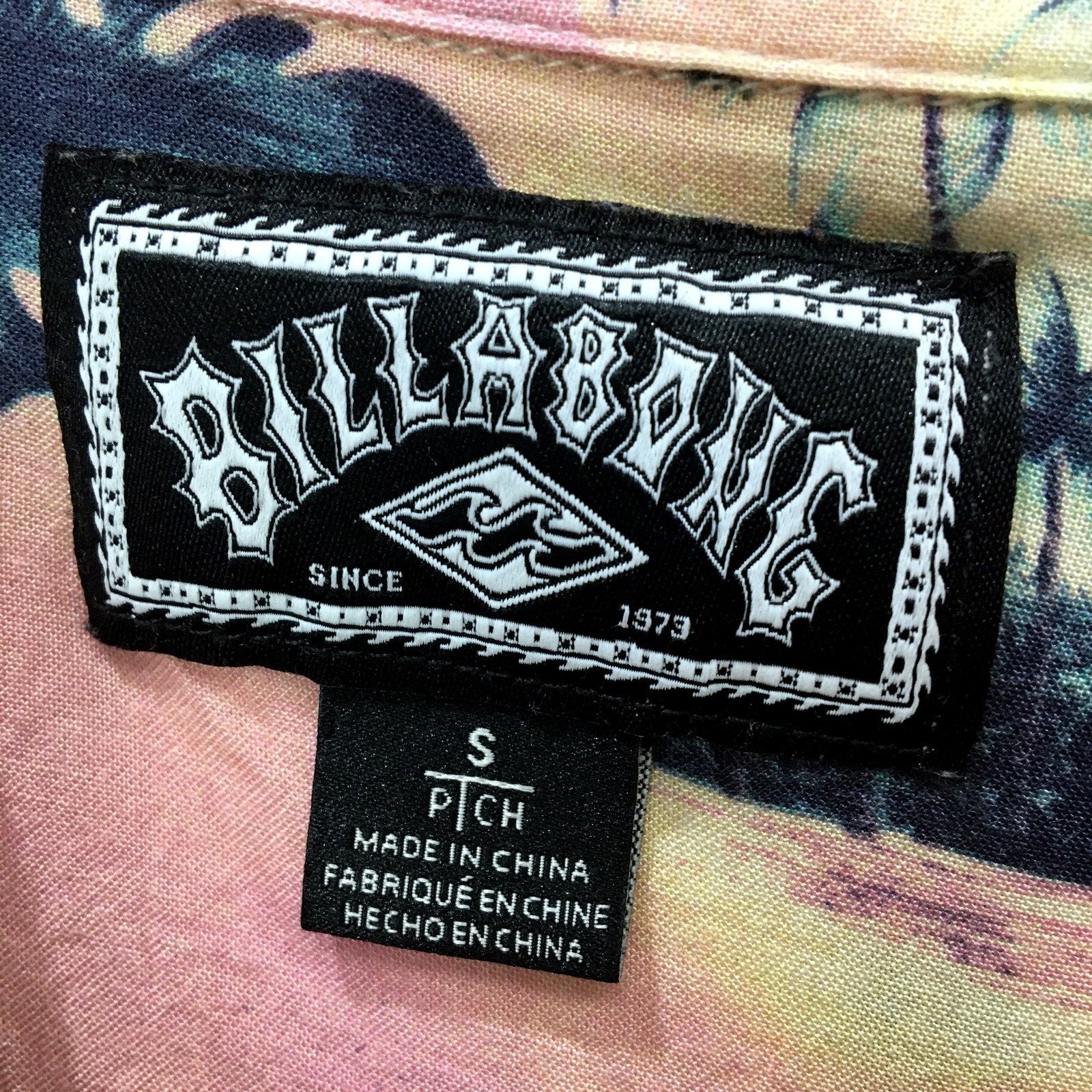 Billabong Tropical Floral Button-Up Mens Shirt Viscose Short Sleeve Size Small - Image 4