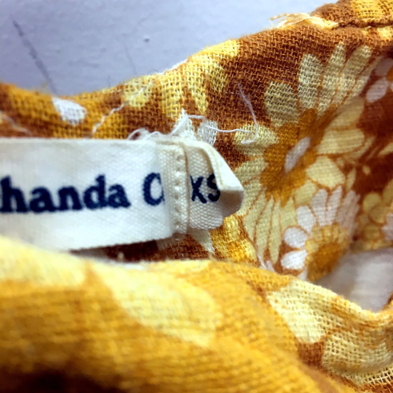 Ghanda Womens Co. Floral Print Boho Dress Yellow Brown White 100% Cotton Size XS - Image 3