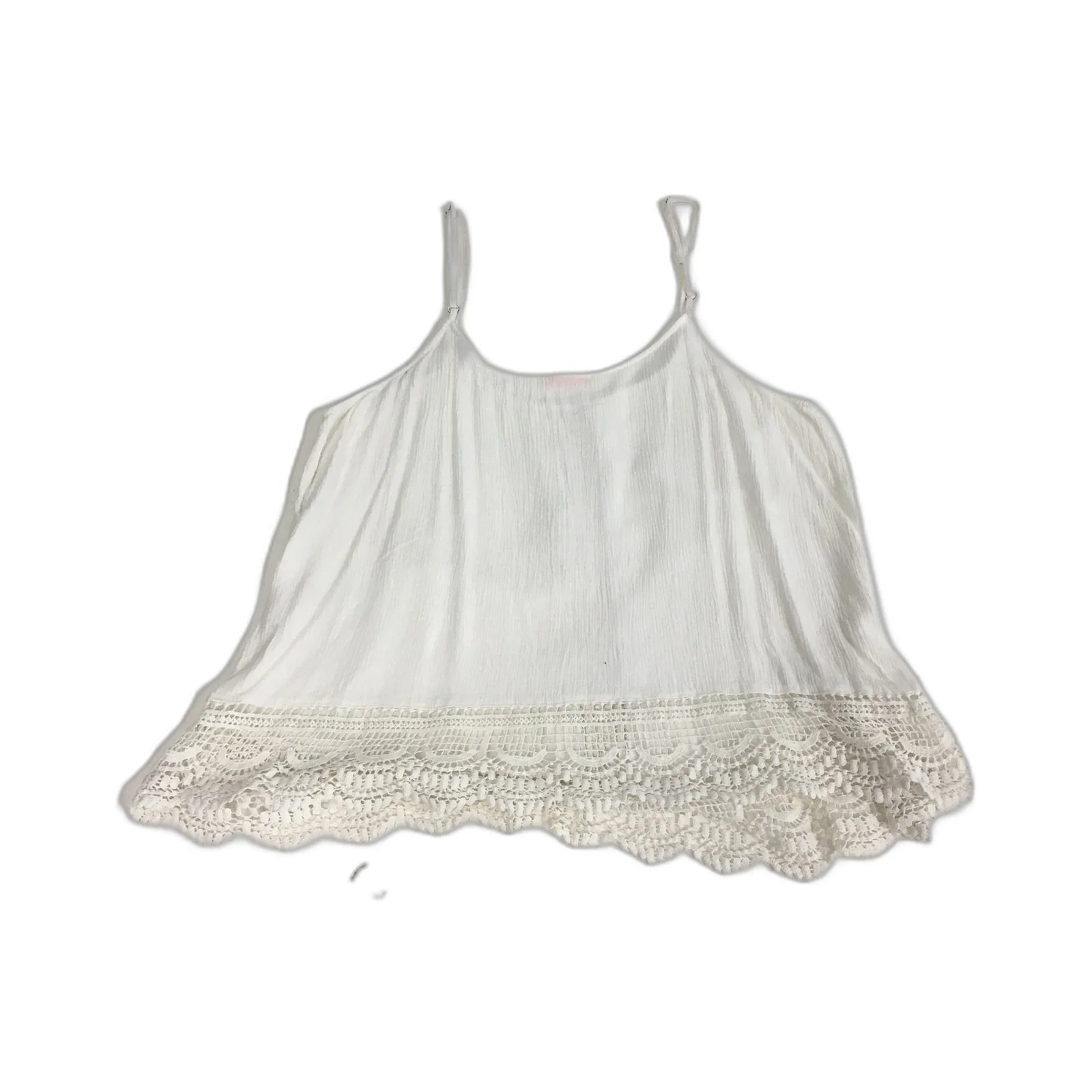SASS Womens Crochet Lace Trim Tank Top Adjustable Straps Boho White Size 14 - Image 2
