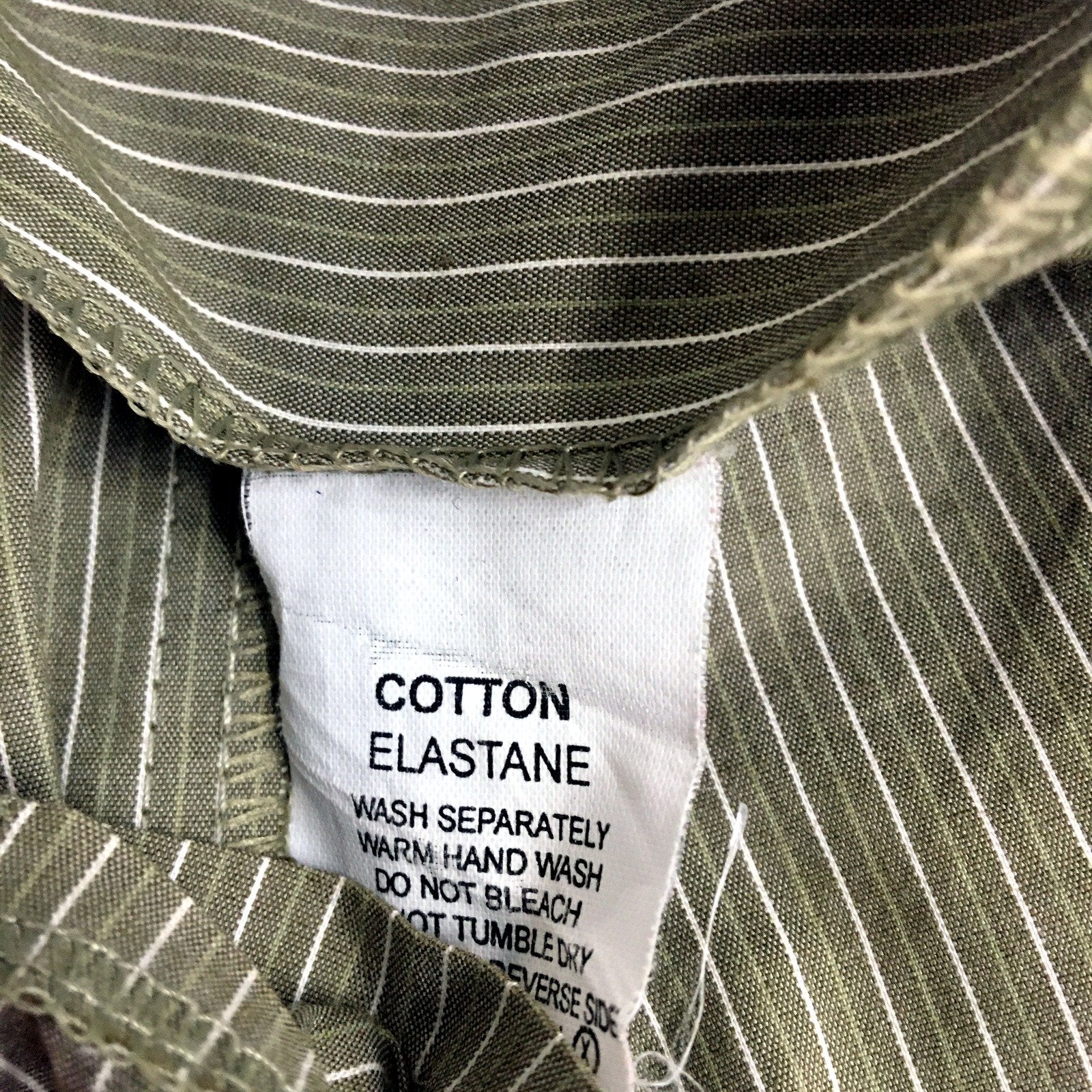 Portmans Womens Pleated Skirt Olive Green with White Pinstripes Size 12 - Image 5