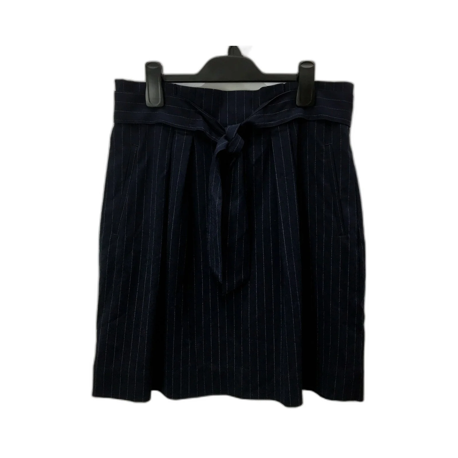 H&M Womens Navy Blue Pleated Skirt with Elastic Waist, Size 10