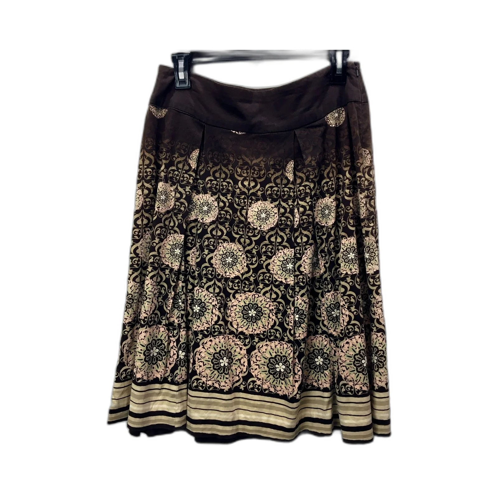 Womens Colorado Pleated Floral Cotton Blend Skirt in Brown Size 8 - Image 2