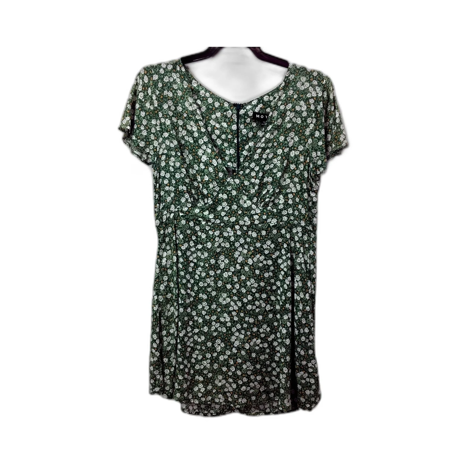 Womens Motel Elara Floral Print Green Short Sleeve Dress Size S NEW