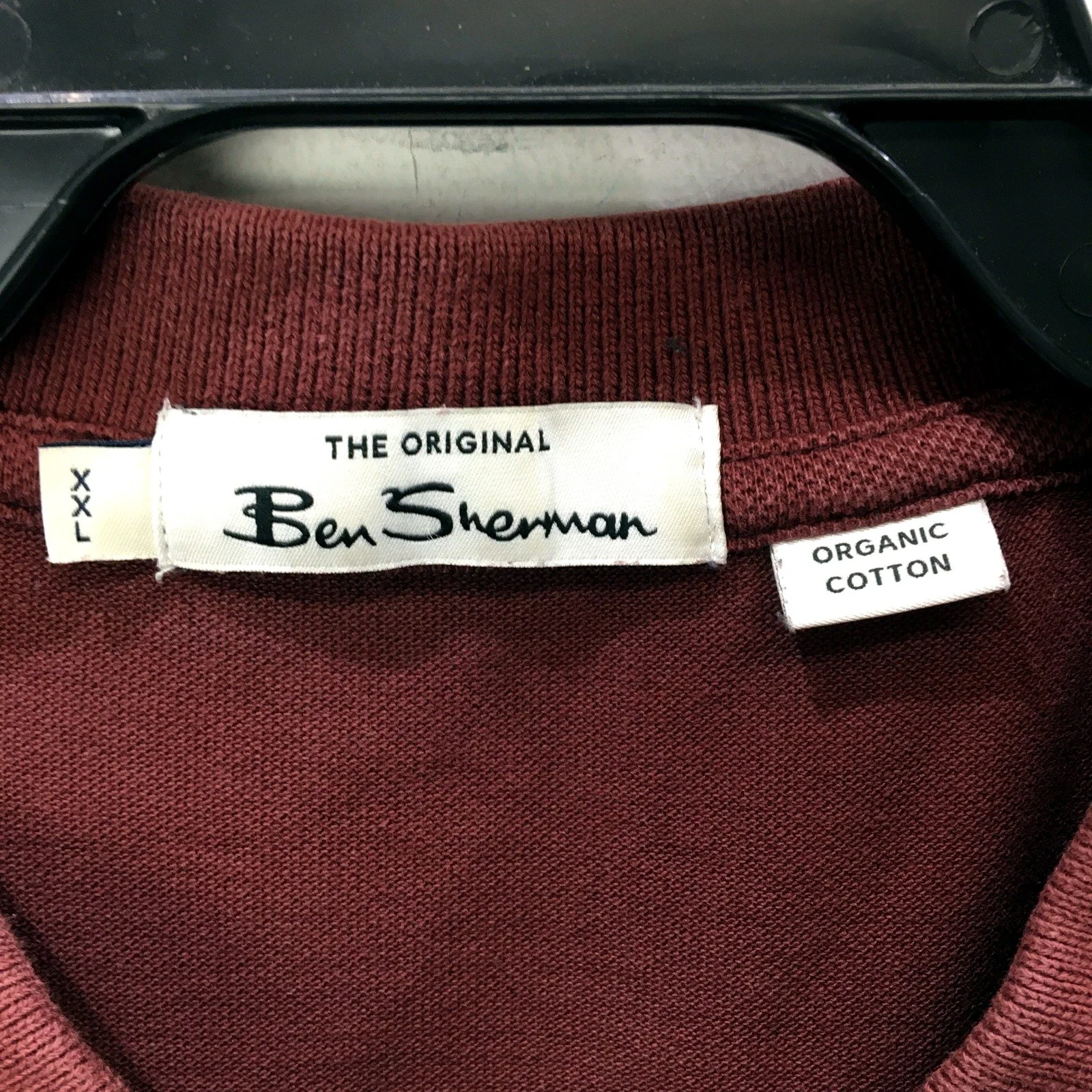 Ben Sherman Mens Organic Cotton Burgundy Polo Shirt in XXL Size - Image 4