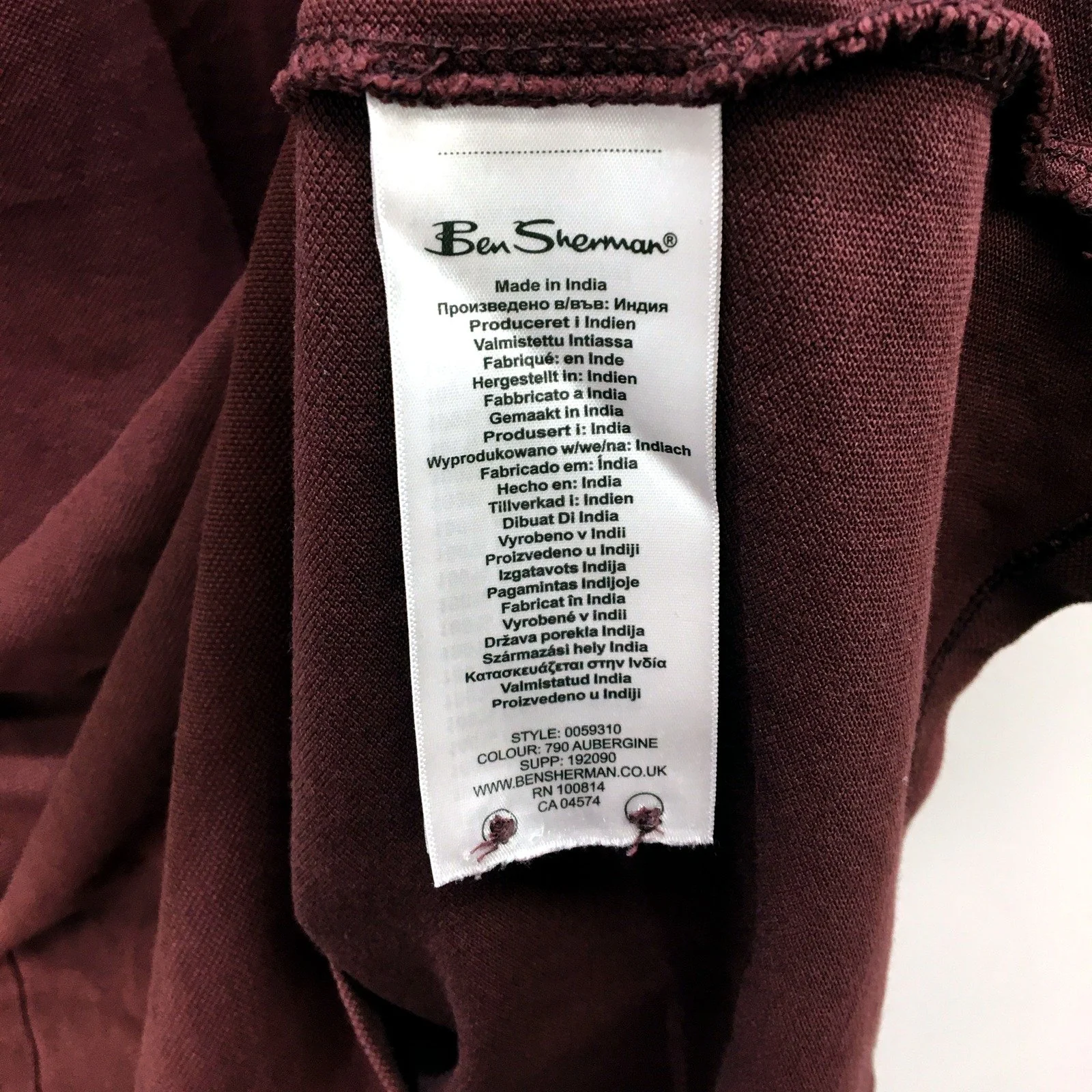 Ben Sherman Mens Organic Cotton Burgundy Polo Shirt in XXL Size - Image 5