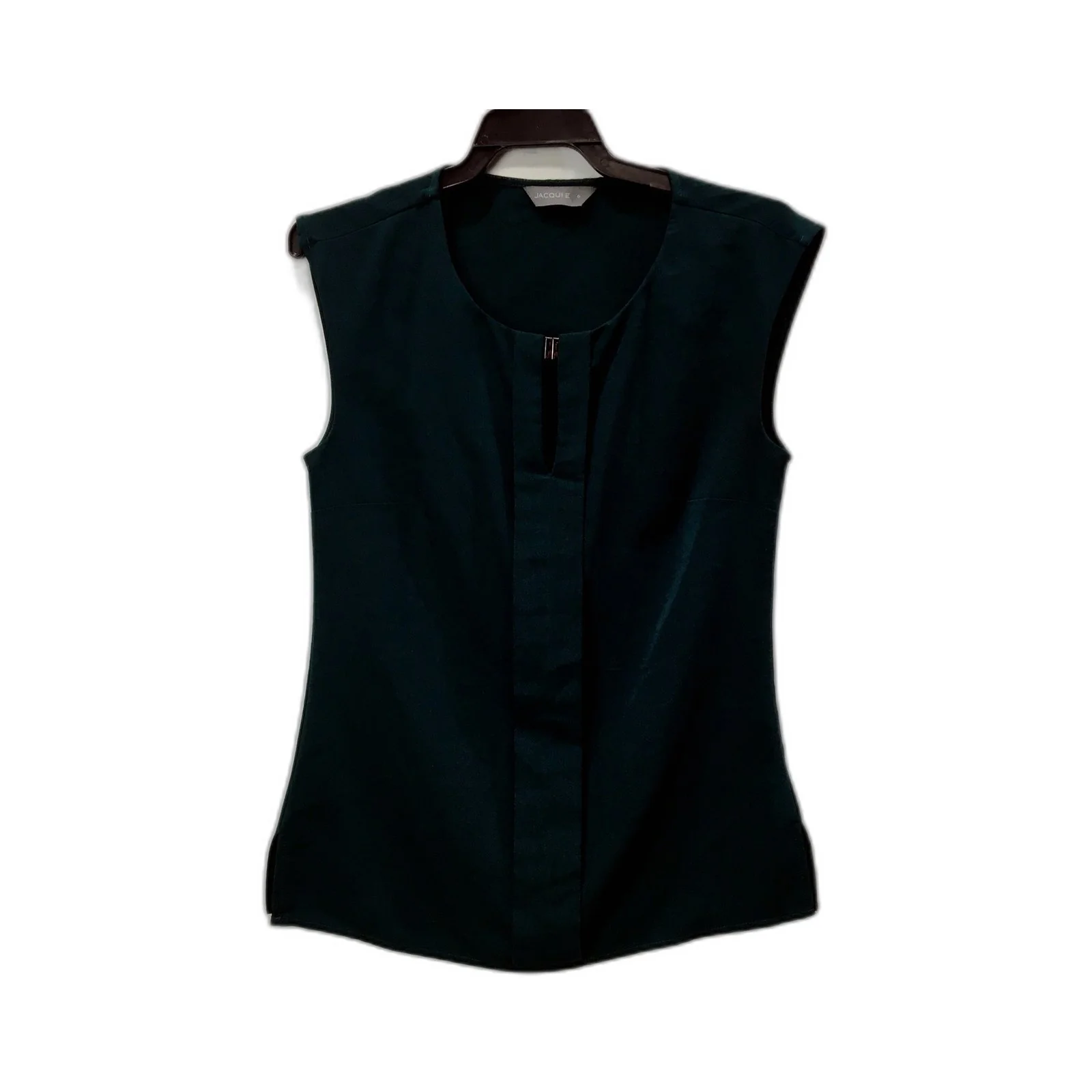 Womens Jacqui E Sleeveless Polyester Blouse Top in Dark Green, Size 6 NEW