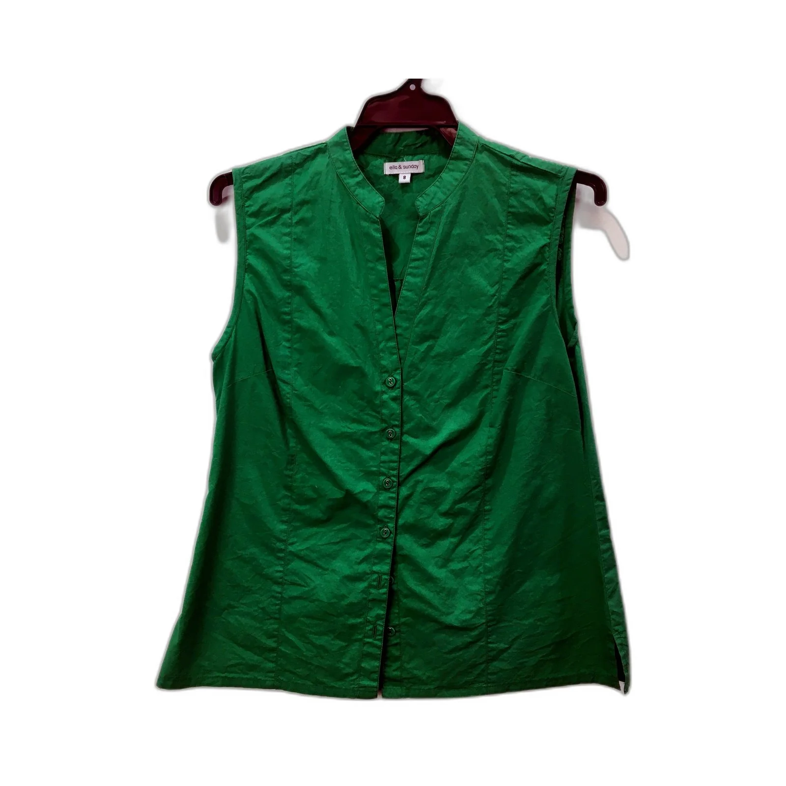 Ella & Sunday Womens Green Sleeveless shirt Cotton Comfortable Size 8