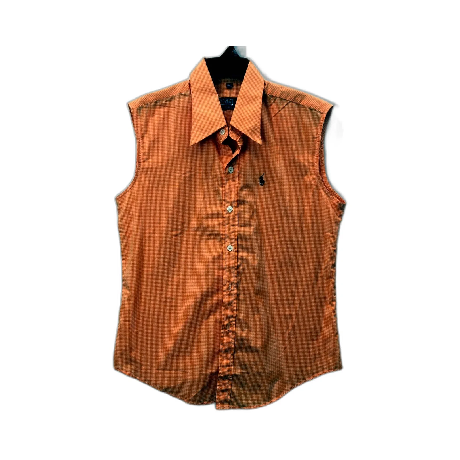 Polo Womens Gingham Button-Down Casual Shirt Orange and White Stripe Size XXL