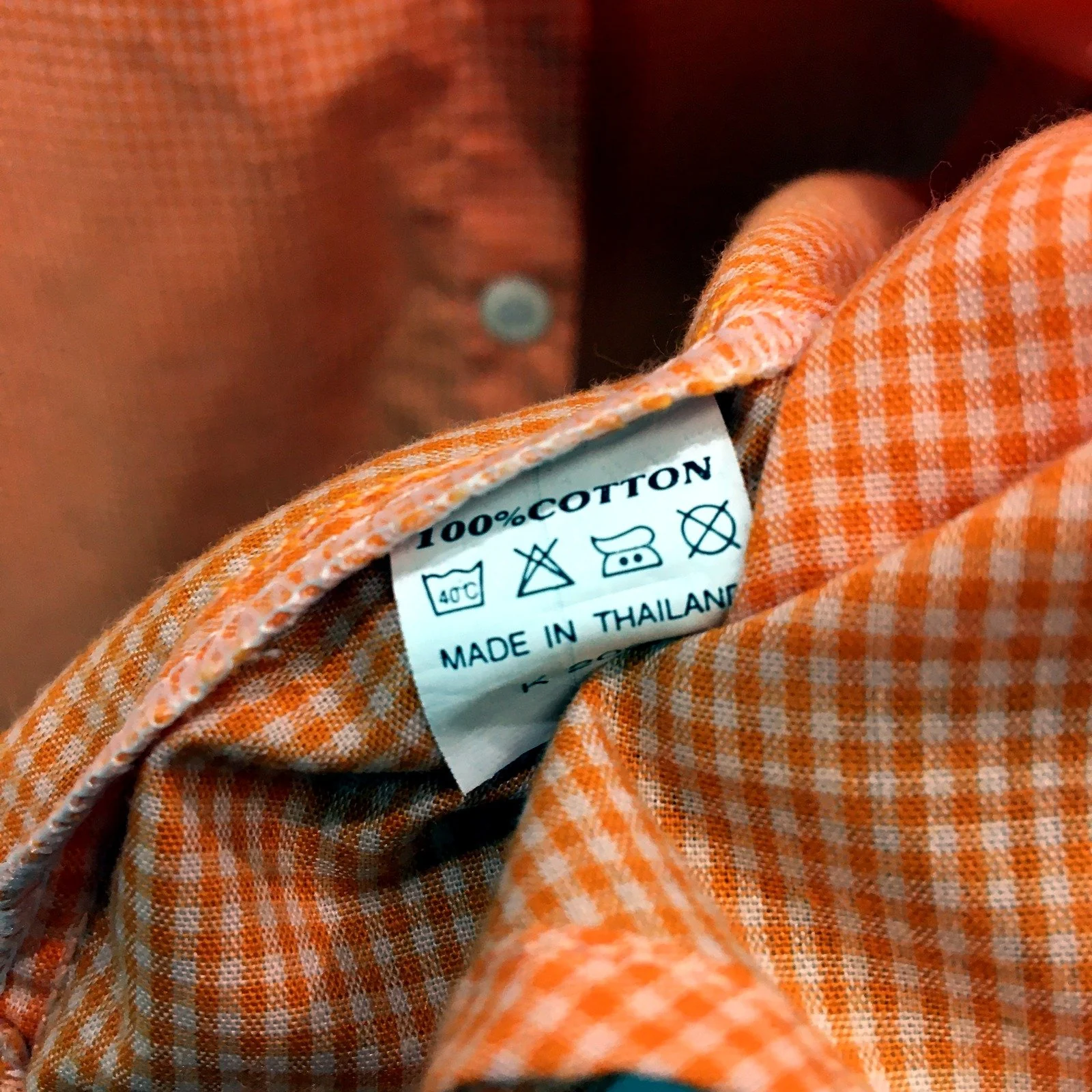 Polo Womens Gingham Button-Down Casual Shirt Orange and White Stripe Size XXL - Image 3