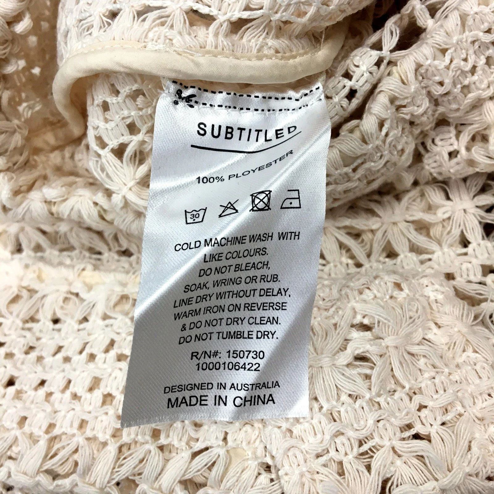 Subtitled Womens Crochet Cargo Pants in White, Size S NEW - Image 5