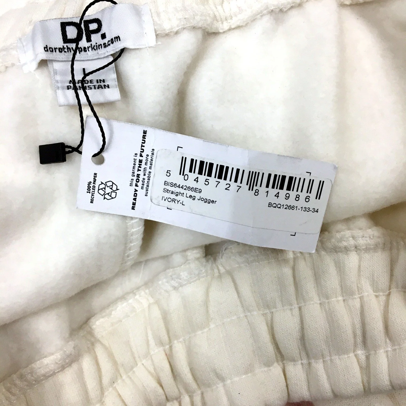 Dorothy Perkins Womens Straight Leg Jogger Pants Casual Cotton Ivory Size L NEW - Image 6
