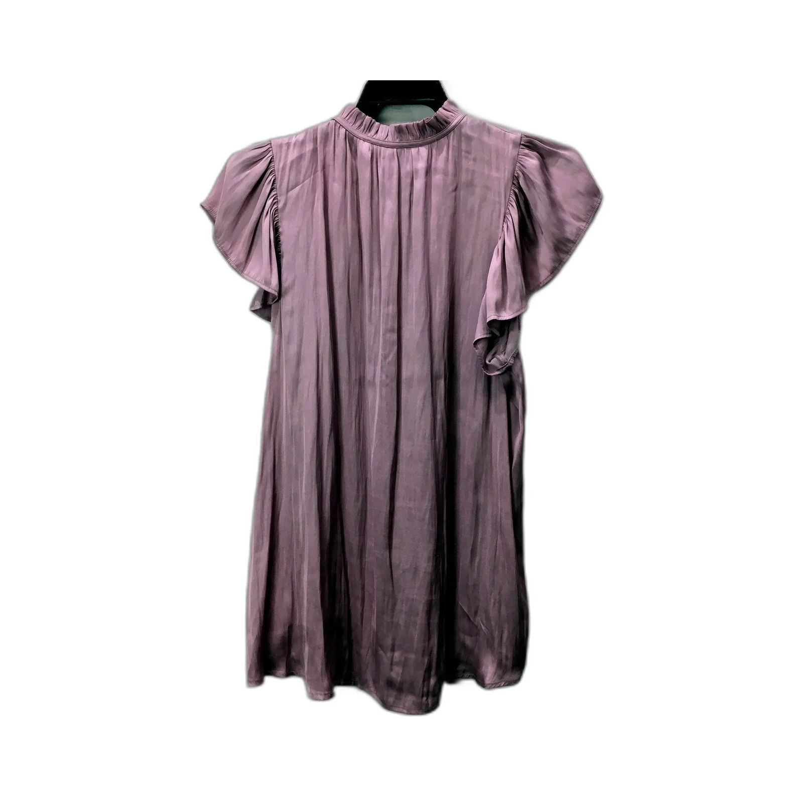 Preview Womens Ruffle Sleeve Pleated Tie Neck Dress Light Purple Size 14 NEW - Image 2