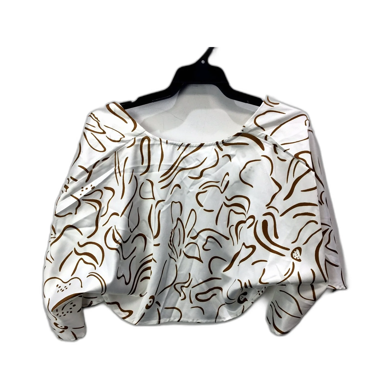 Womens Reverse Cropped Tank in White with Brown Print, Size S NEW - Image 2