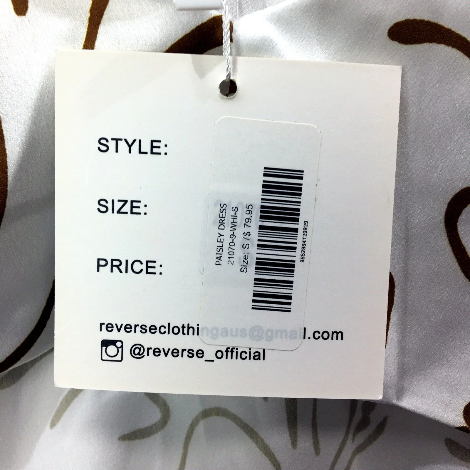 Womens Reverse Cropped Tank in White with Brown Print, Size S NEW - Image 3