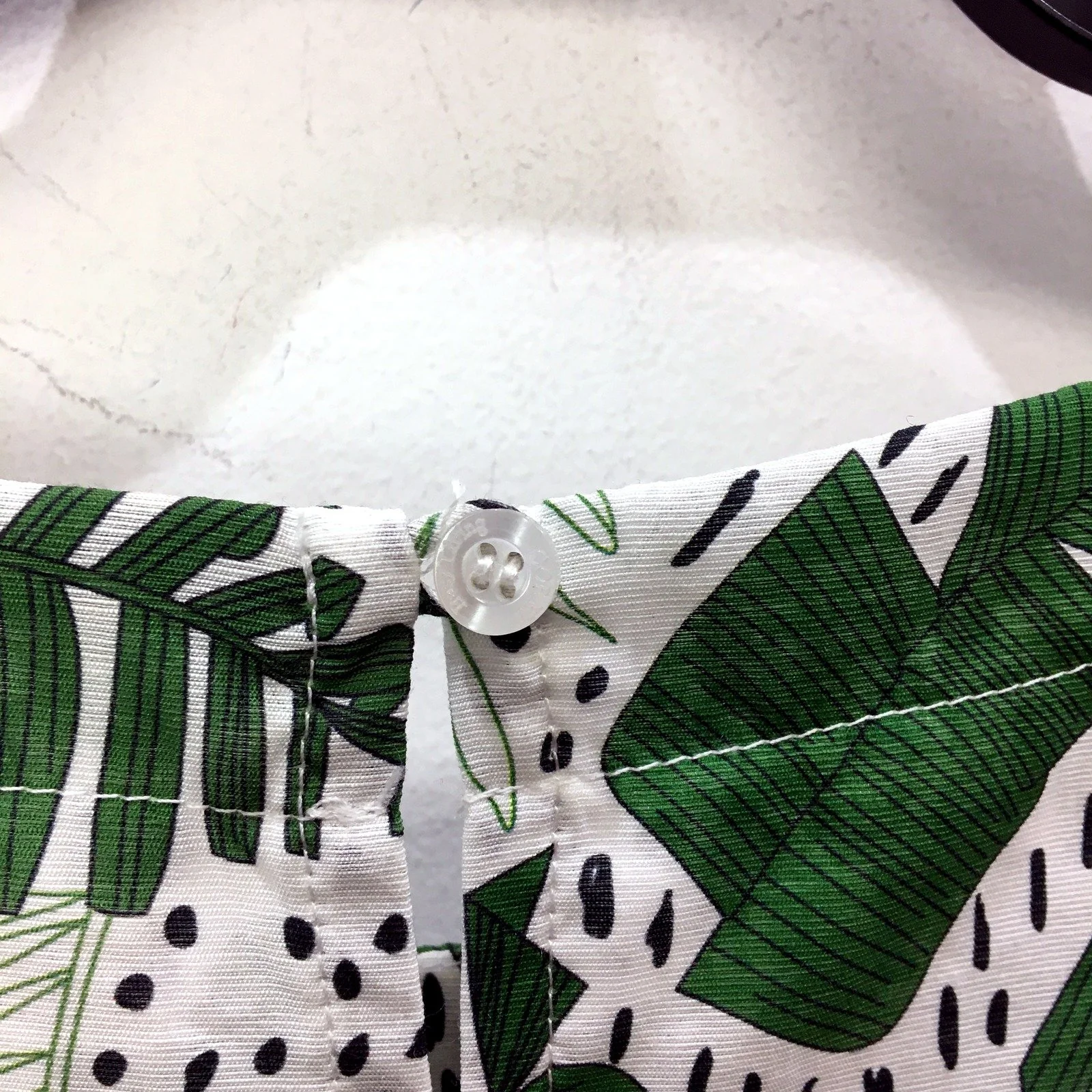 Corfu Womens Tropical Leaf Print Pullover Blouse Bell Sleeve Green White Size 10 - Image 4