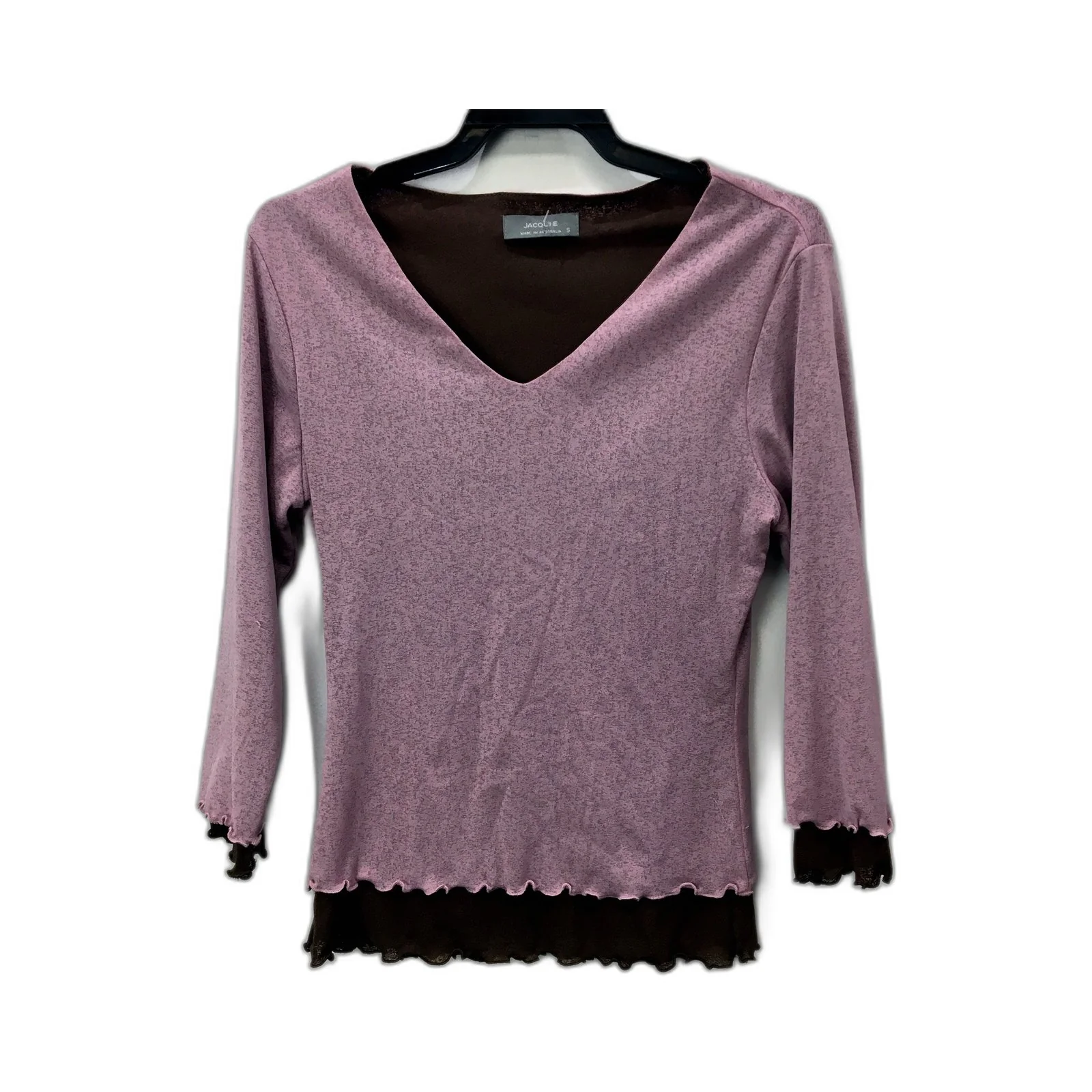 Jacqui E Womens Ruffle Trim Pullover Sweatshirt Soft Comfortable Pink Size Small