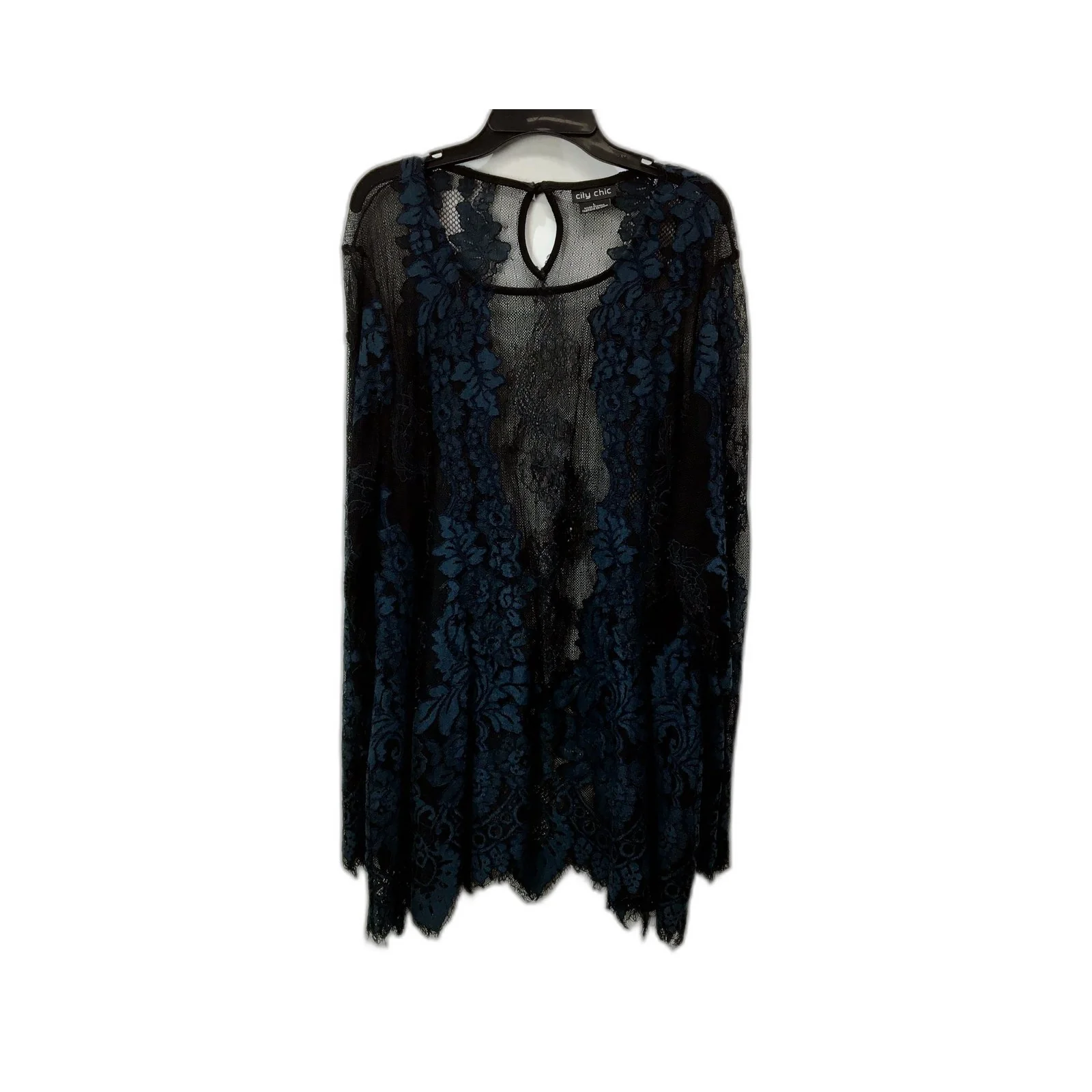 Womens City Chic Navy Blue Lace Overlay Dress in Size L