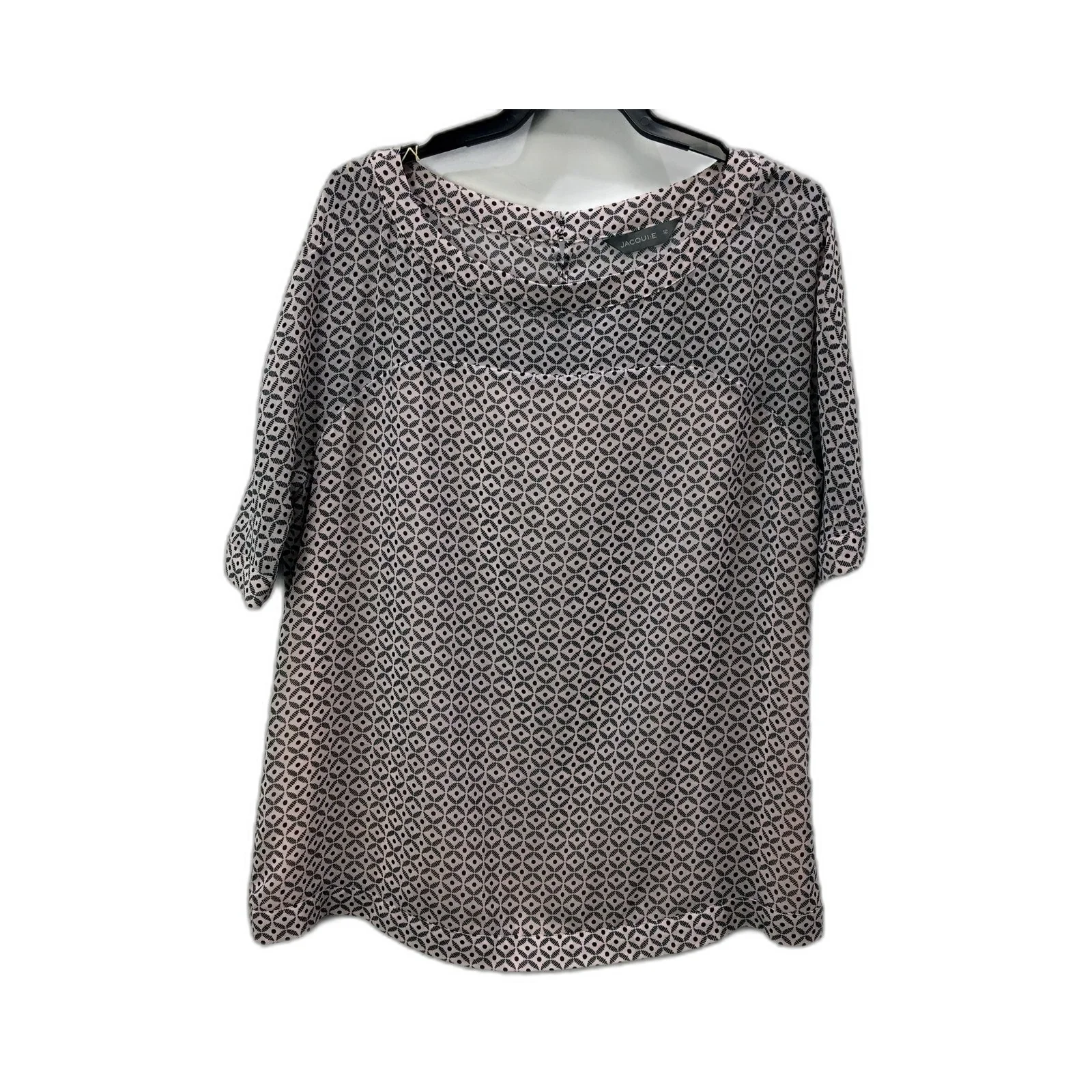 Womens Jacquie Patterned Blouse in Black and White, Size 12 NEW