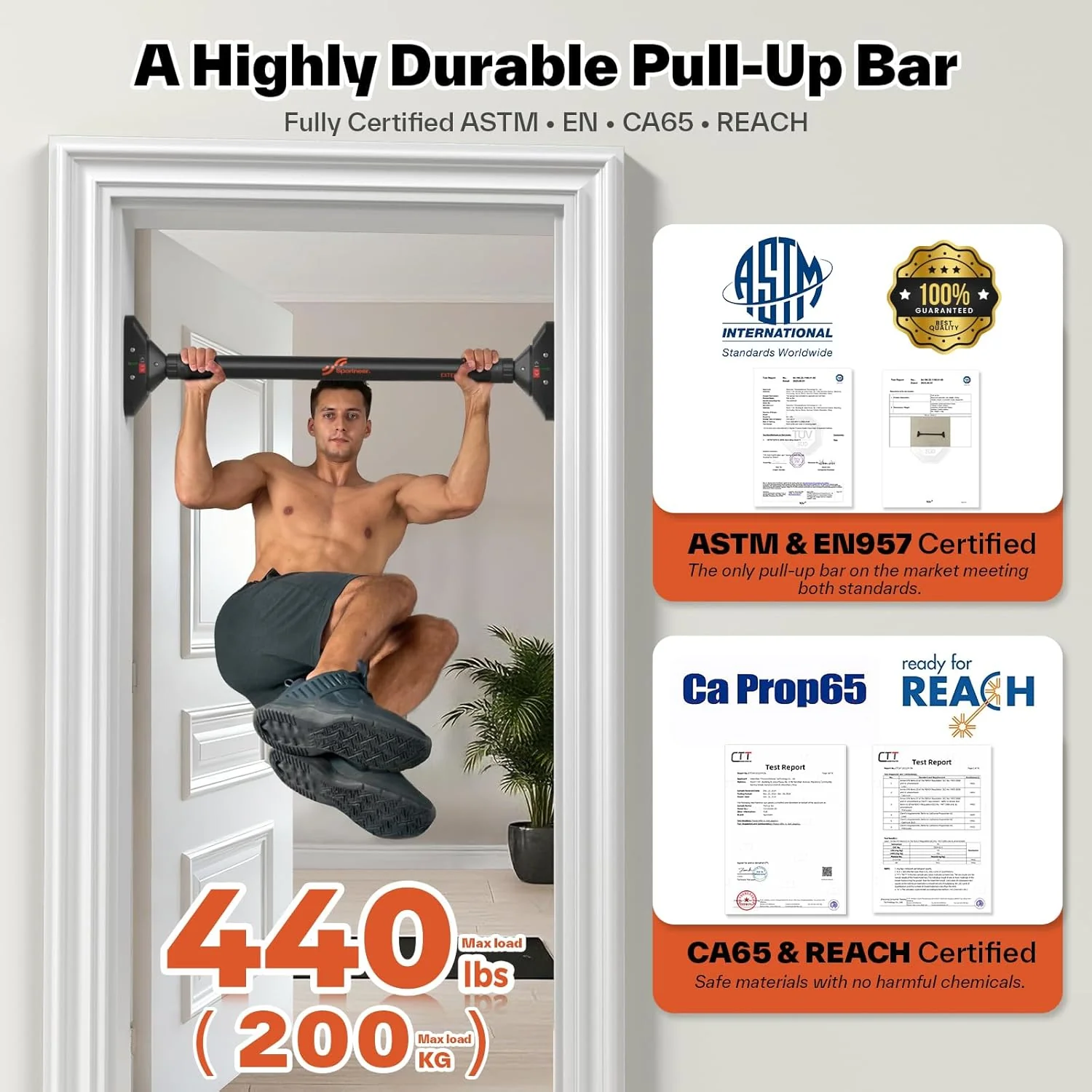 Sportneer Adjustable Pull Up Bar for Strength Training, Chin-Up Exercise, DEMO - Image 5