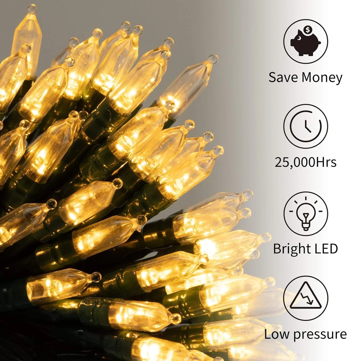 300 LED Clear Warm White String Lights for Home Decor 108ft DEMO - Image 2