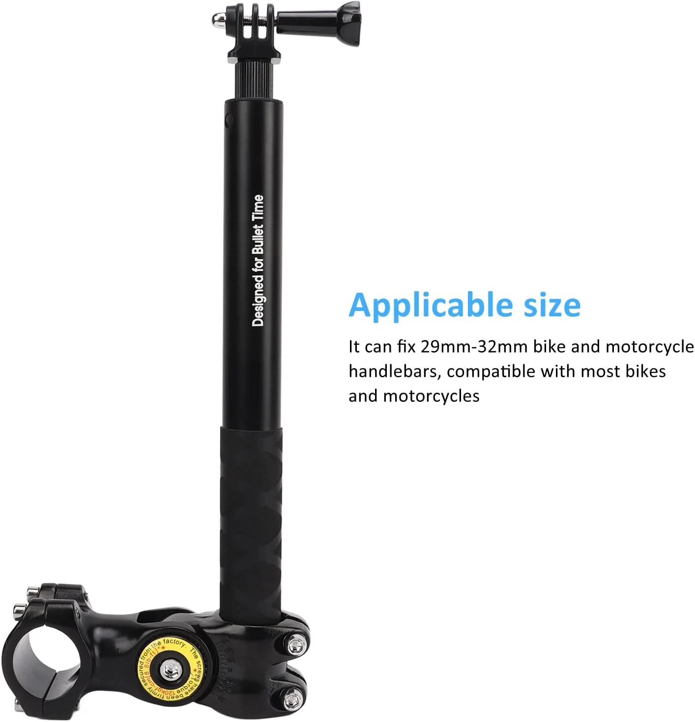 Invisible Selfie Stick Motorcycle Handlebar Mount Camera Black NEW - Image 6
