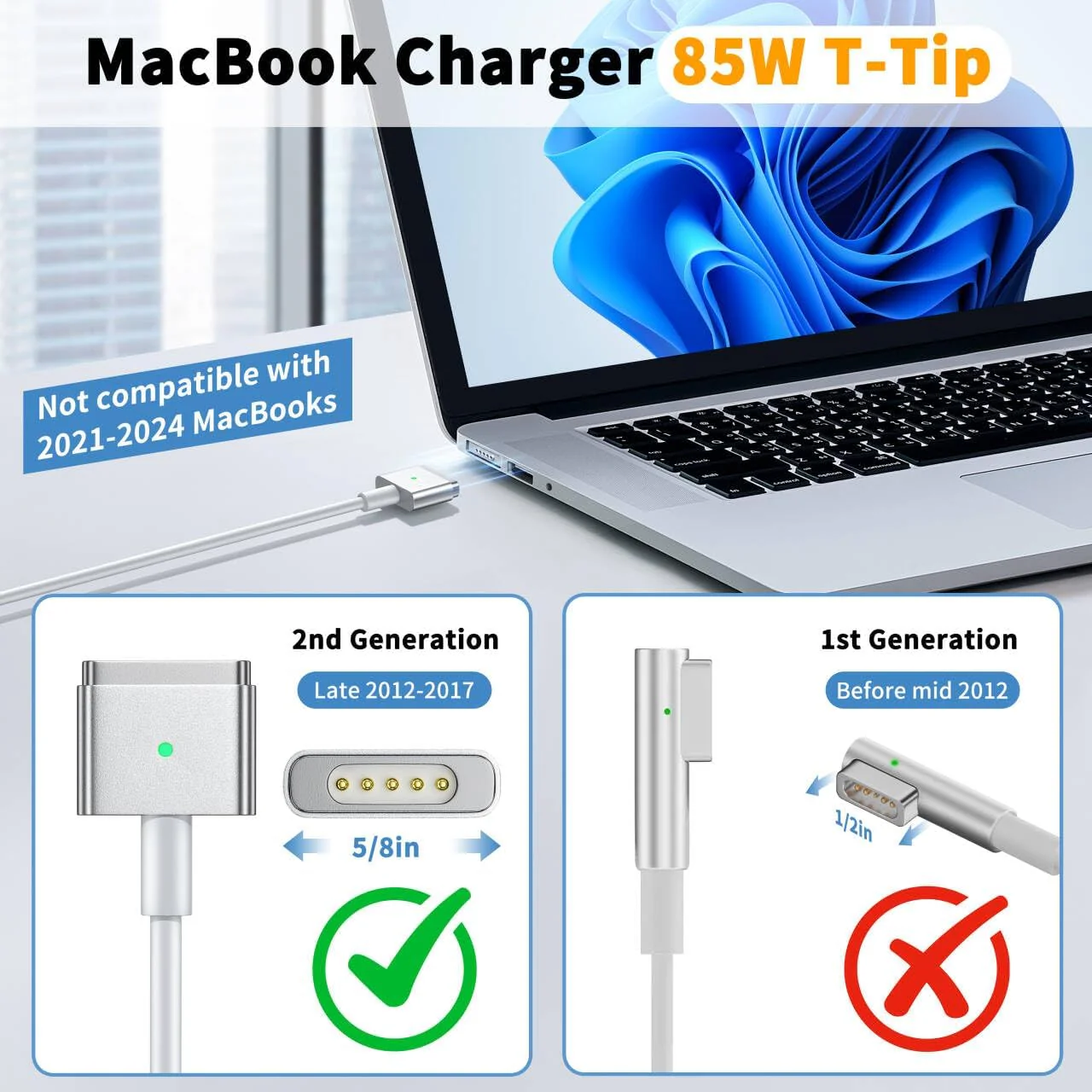 85W T-Tip White Replacement Power Adapter for MacBook Pro NEW - Image 5