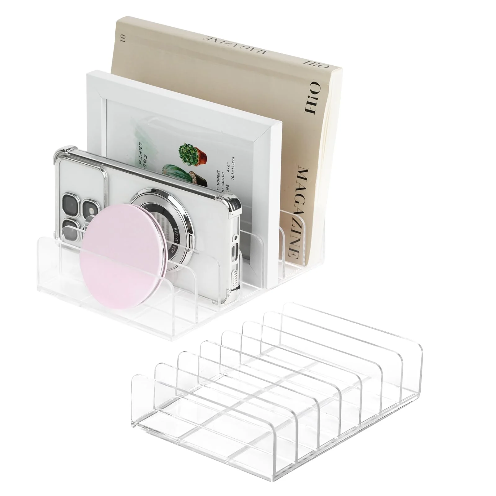 Clear Acrylic Desk Mail Organizer Letter Sorter Transparent Size 17x12.5x4cm NEW